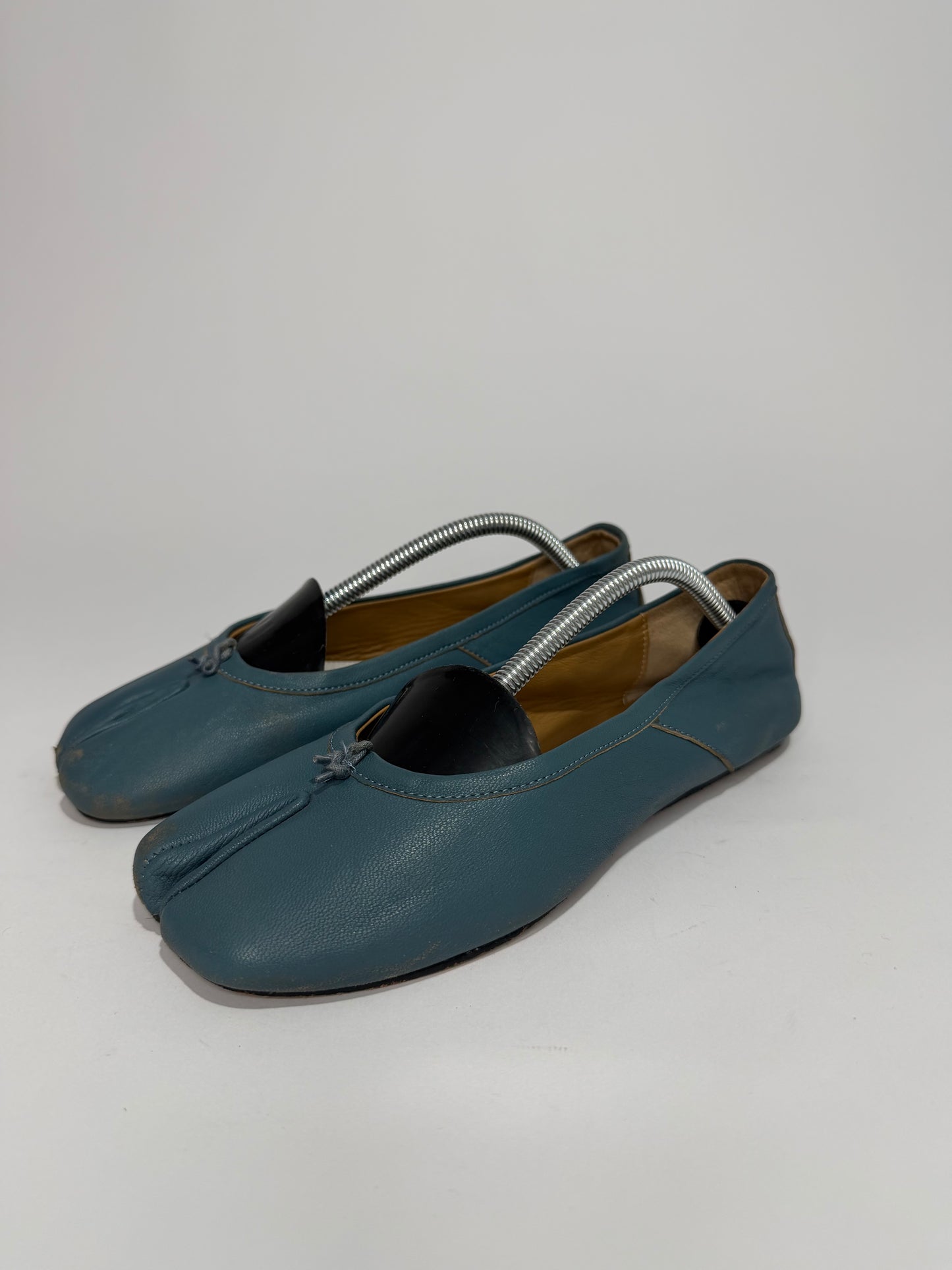 Maison Margiela Tabi Ballet Flats Blue Leather Split-Toe EU 37