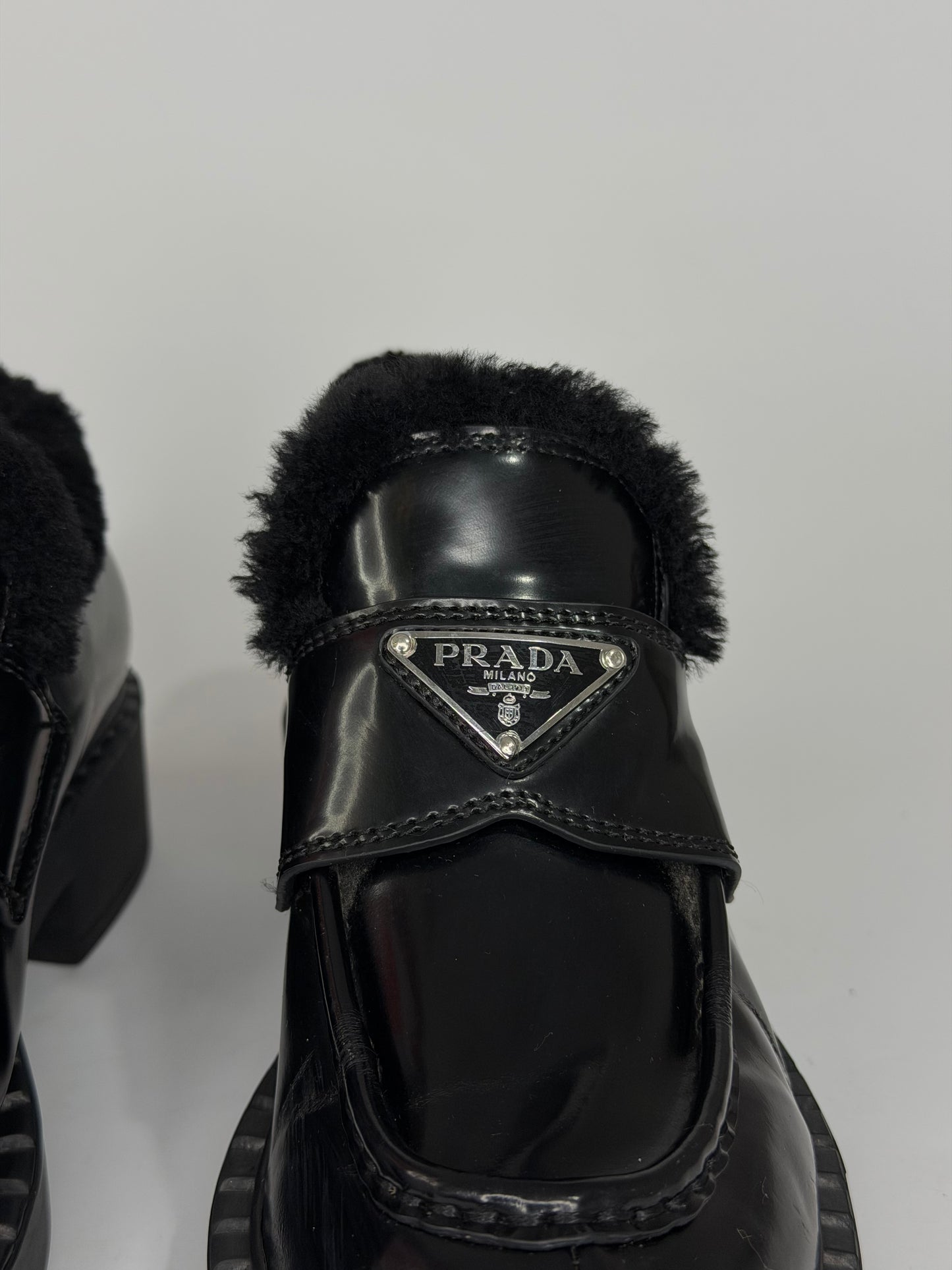 PRADA 
Brushed Leather Loafers Size 37 EU/ 7 US/ 4 UK