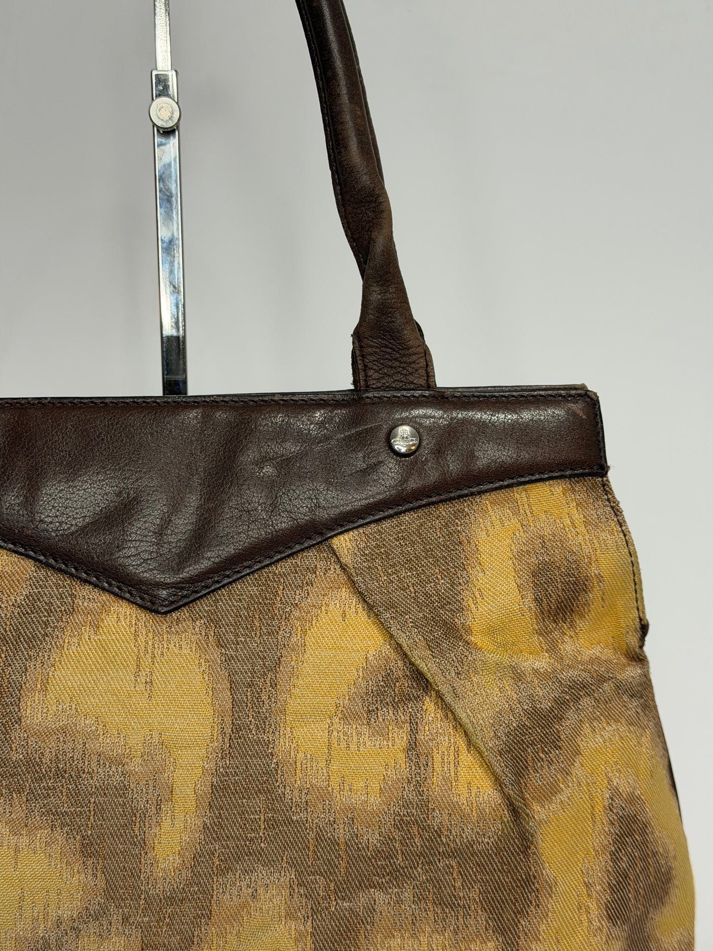 Vivienne Westwood Leopard Print Canvas & Leather Shoulder Tote Bag