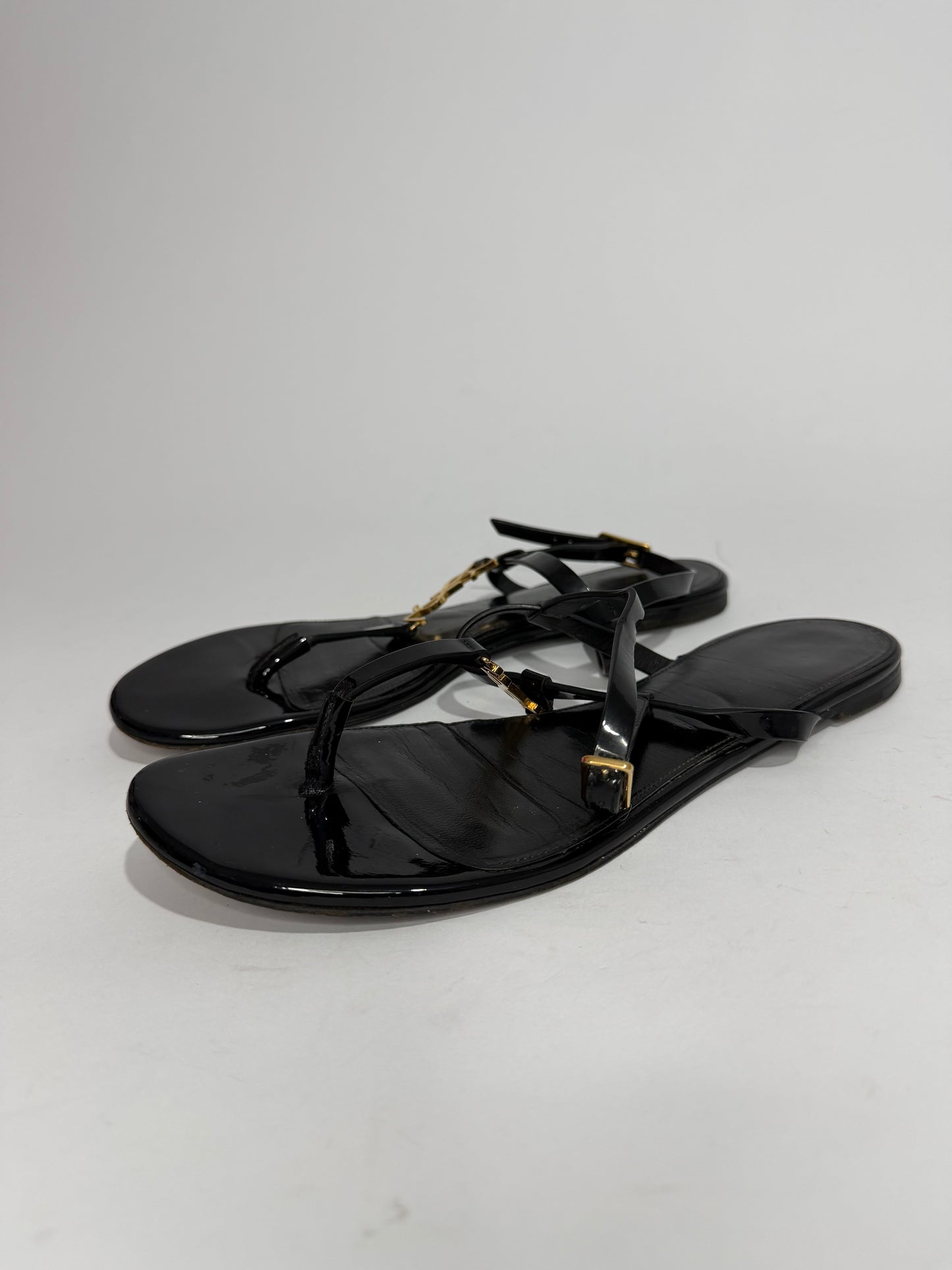 SAINT LAURENT CASSANDRA SANDALS IN PATENT LEATHER SIZE 39 EU/ 9 US