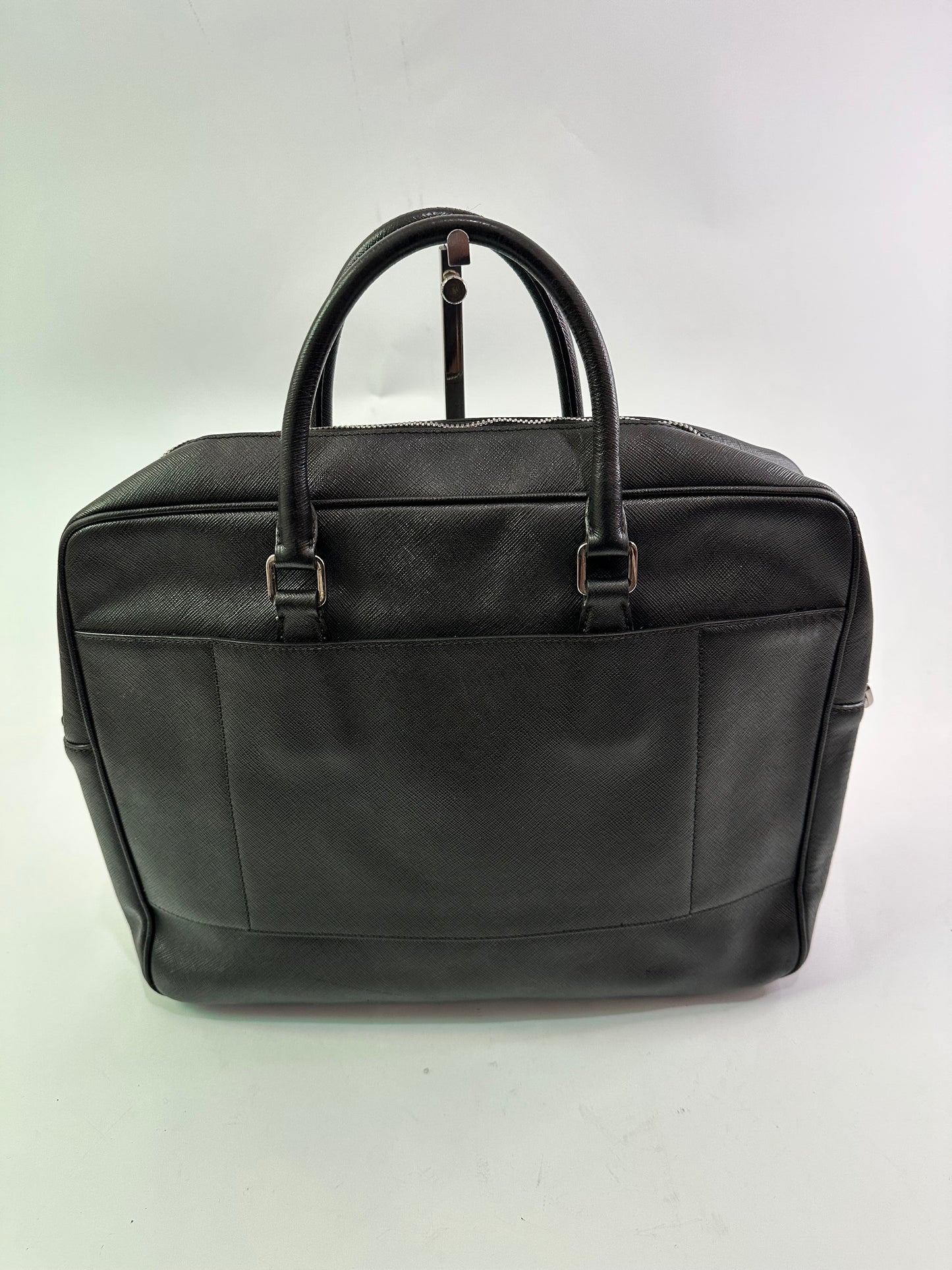 PRADA Leather Travel Briefcase Black