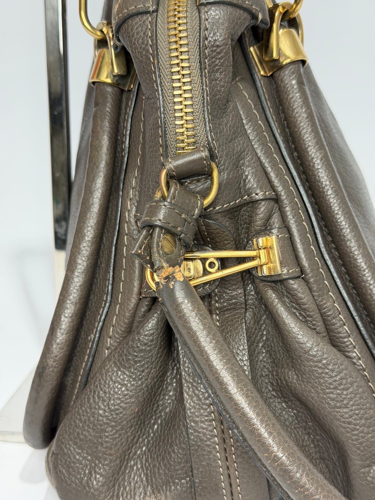 Chloe Grey Leather Medium Paraty Shoulder Bag