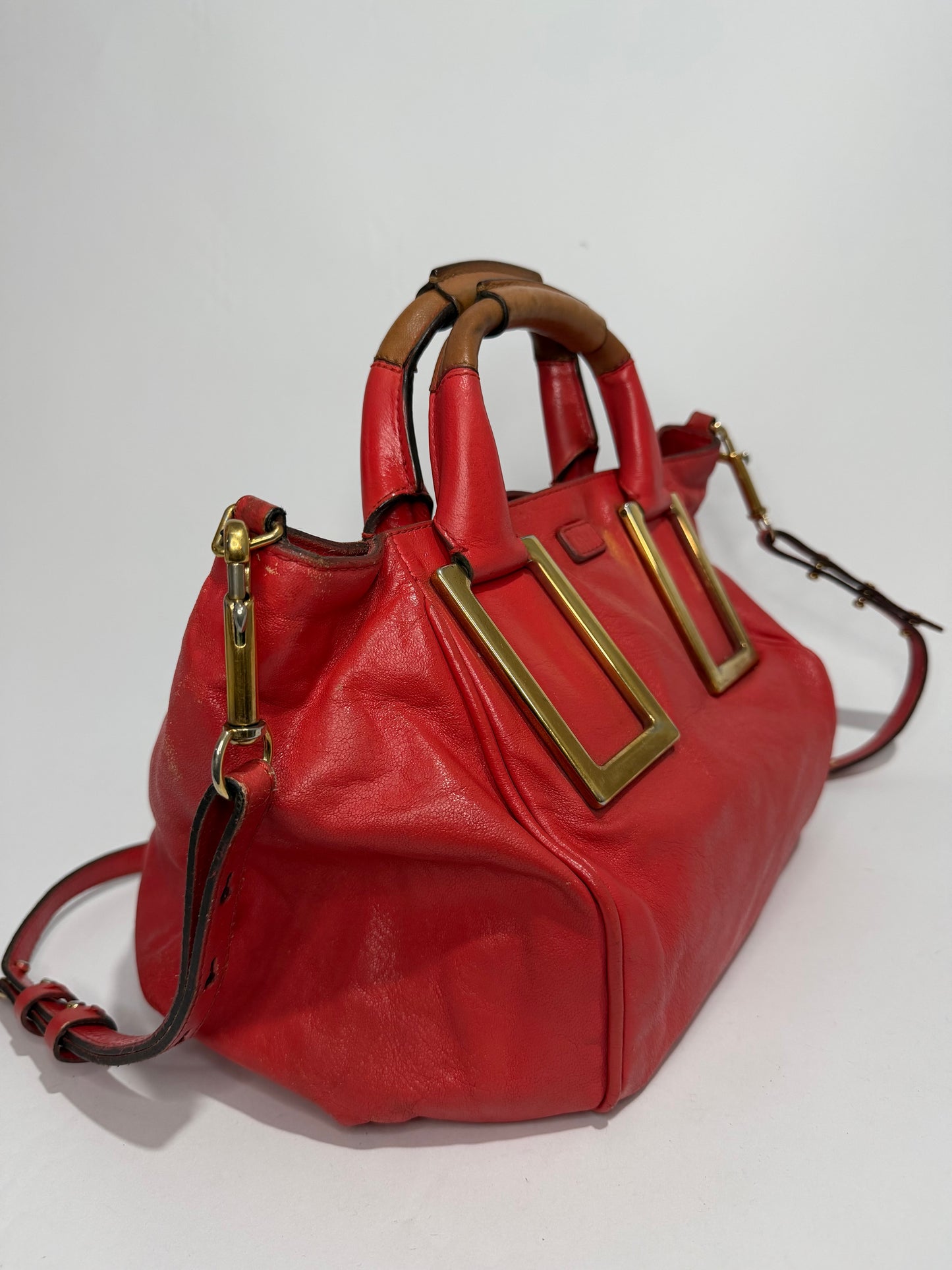 CHLOE Calfskin Small Ethel Satchel Red