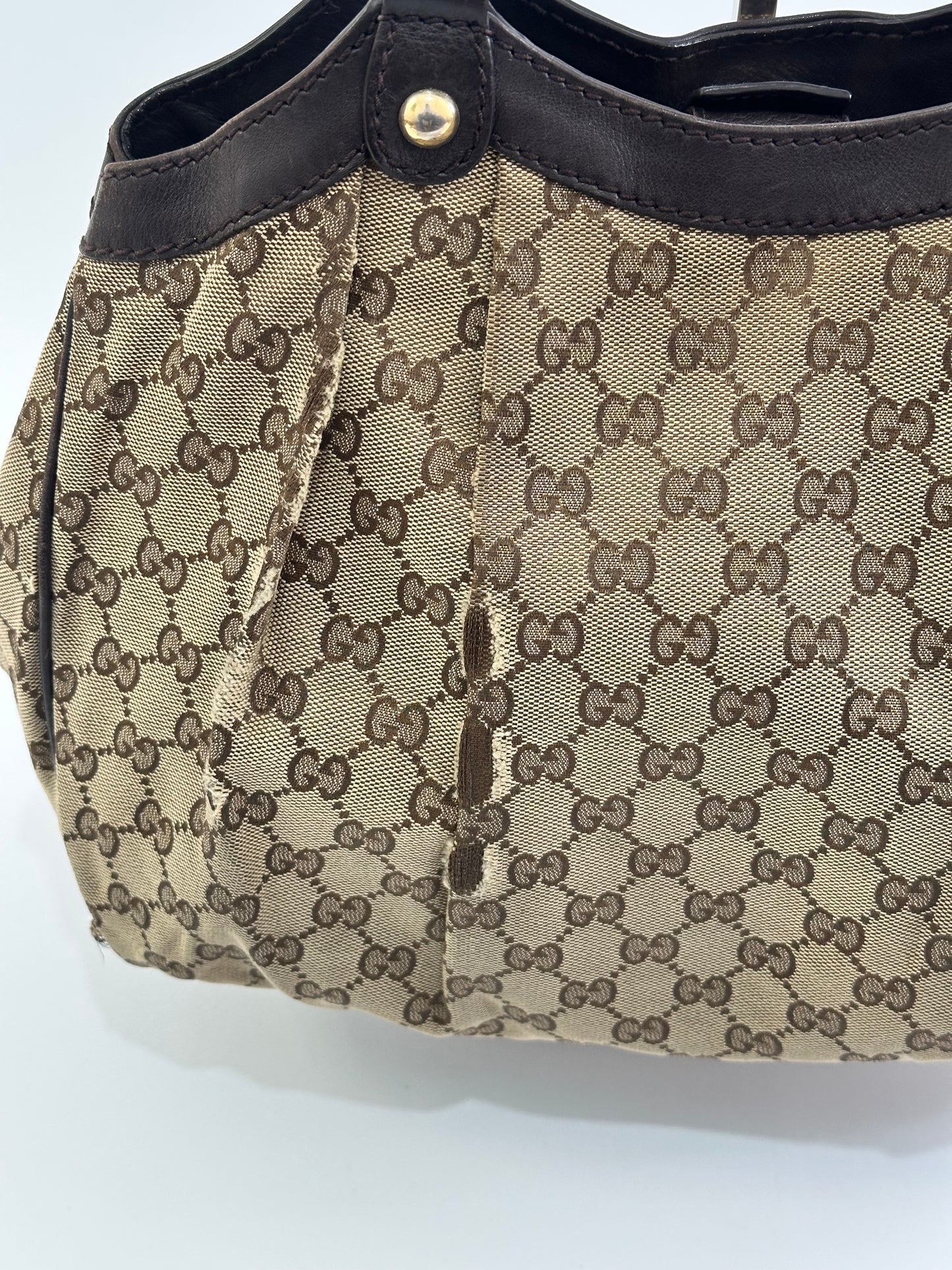 GUCCI Monogram Medium Sukey Shoulder Bag Brown