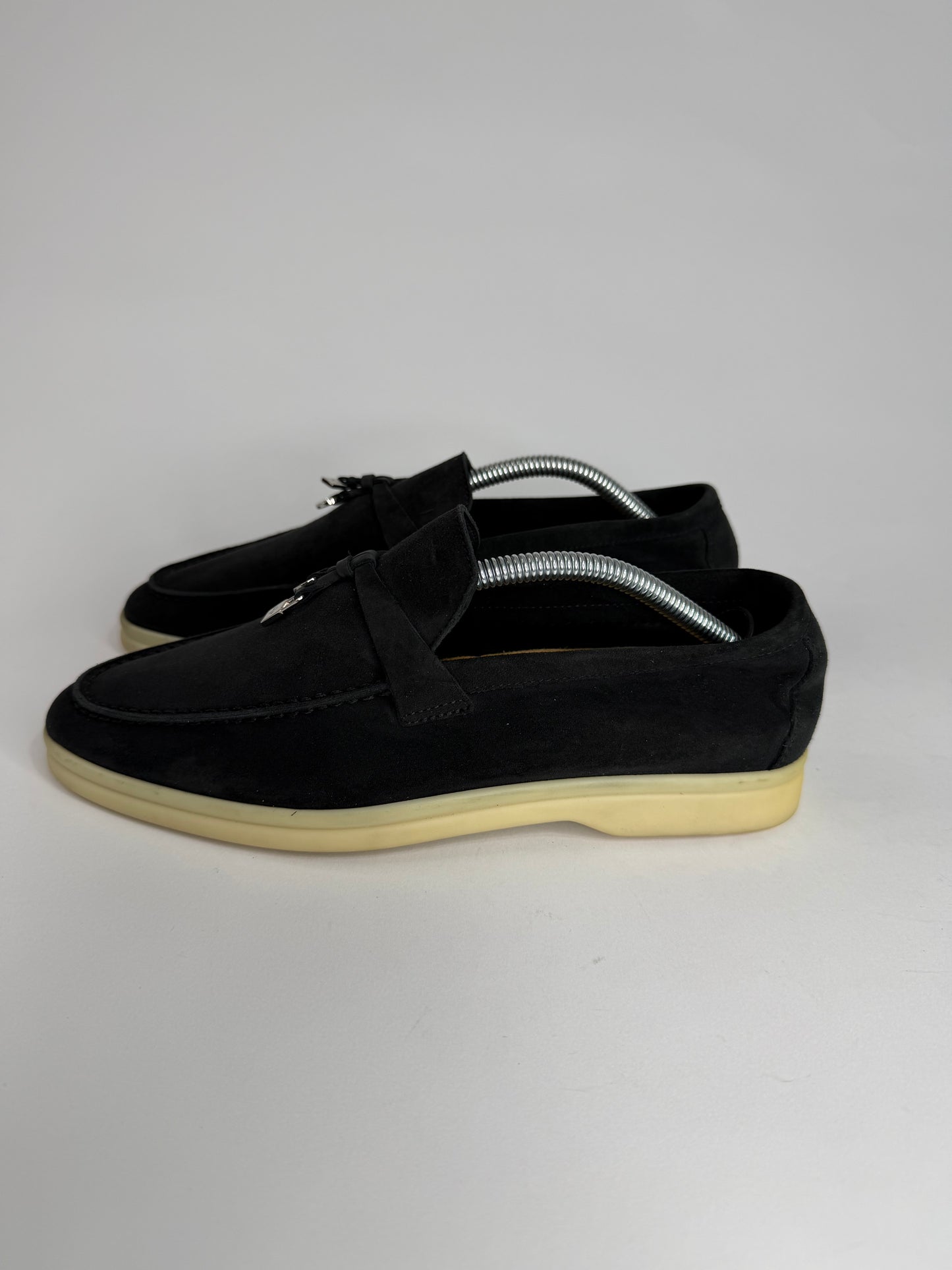 Loro Piana Navy Blue Suede Summer Charms Walk Loafers Size 37 EU/ 37 US