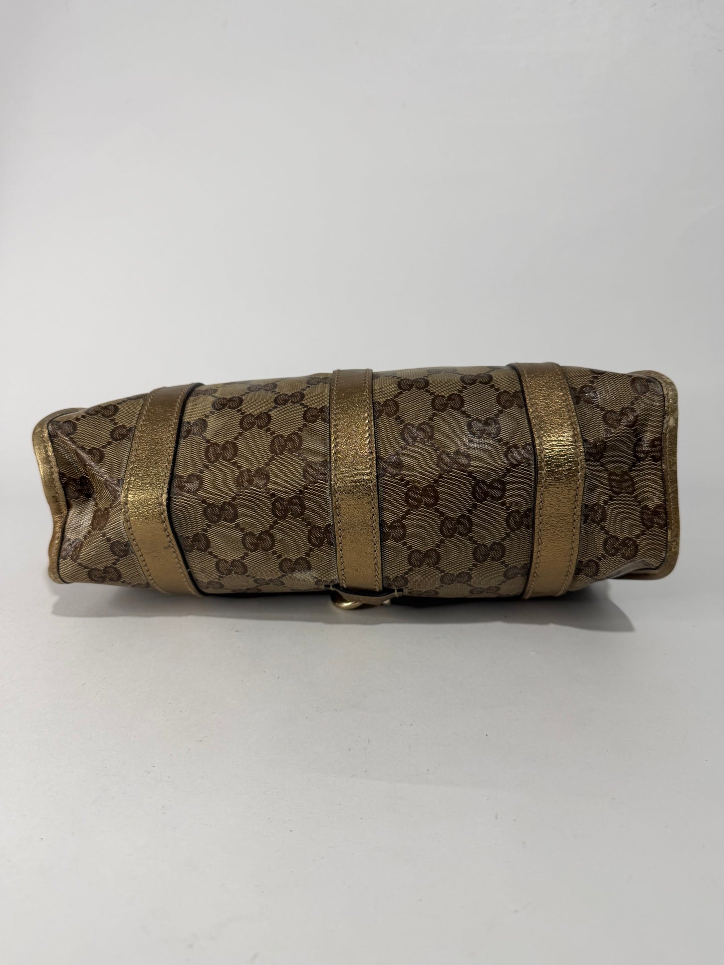 Gucci Gold/Beige GG Crystal Canvas and Leather Small Joy Shoulder Bag