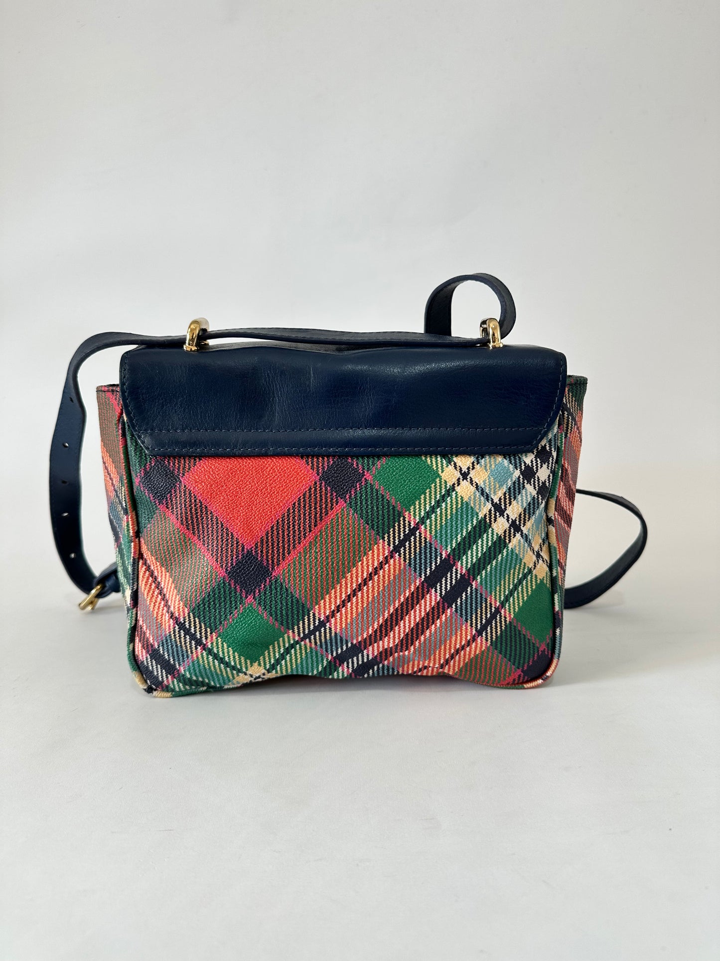 Vivienne Westwood leather Plaid Canvas Crossbody Bag