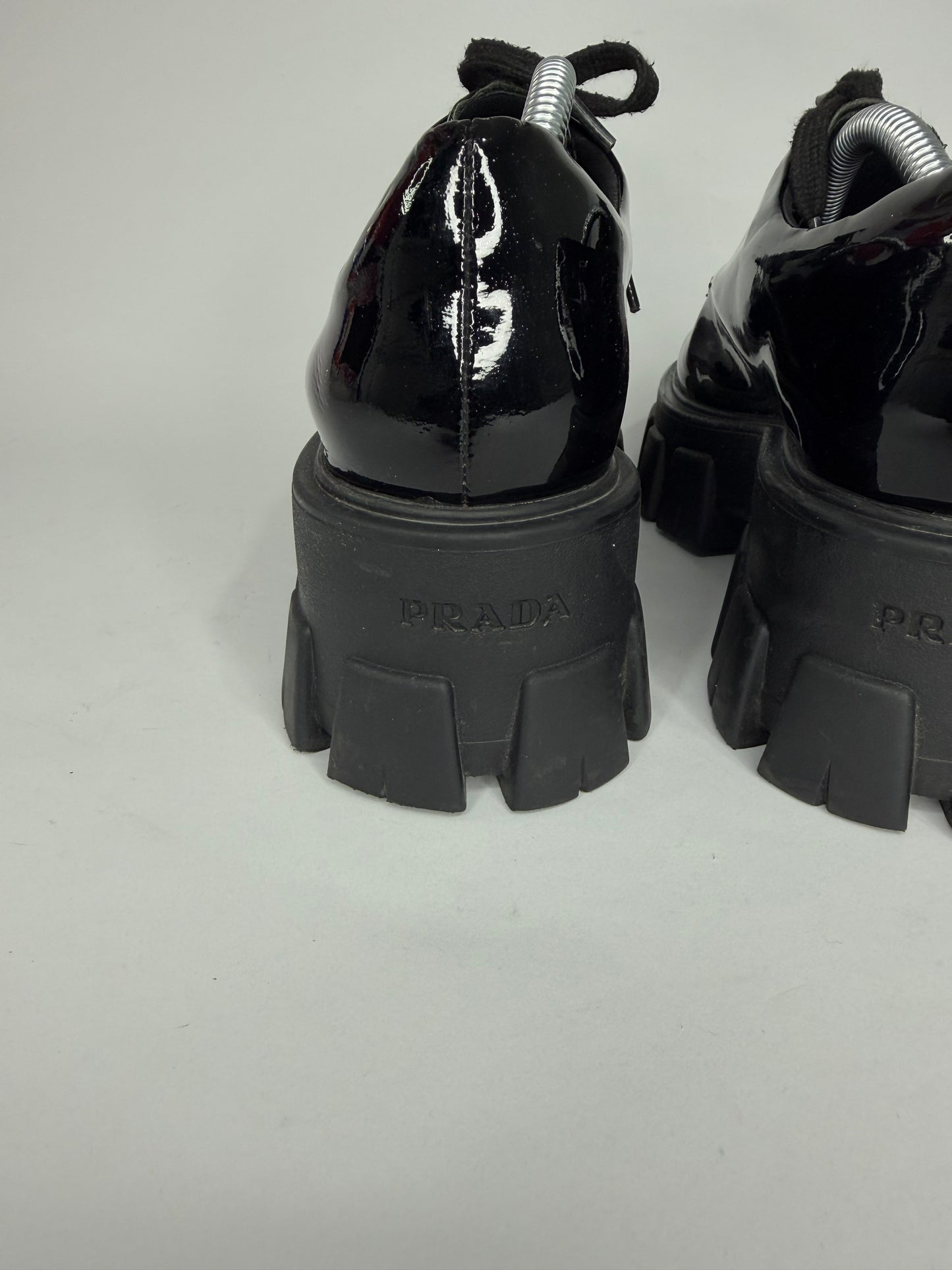Prada Black Patent Leather Monolith Platform Derby Sneakers Size 36 EU/ 6 US / 3 UK