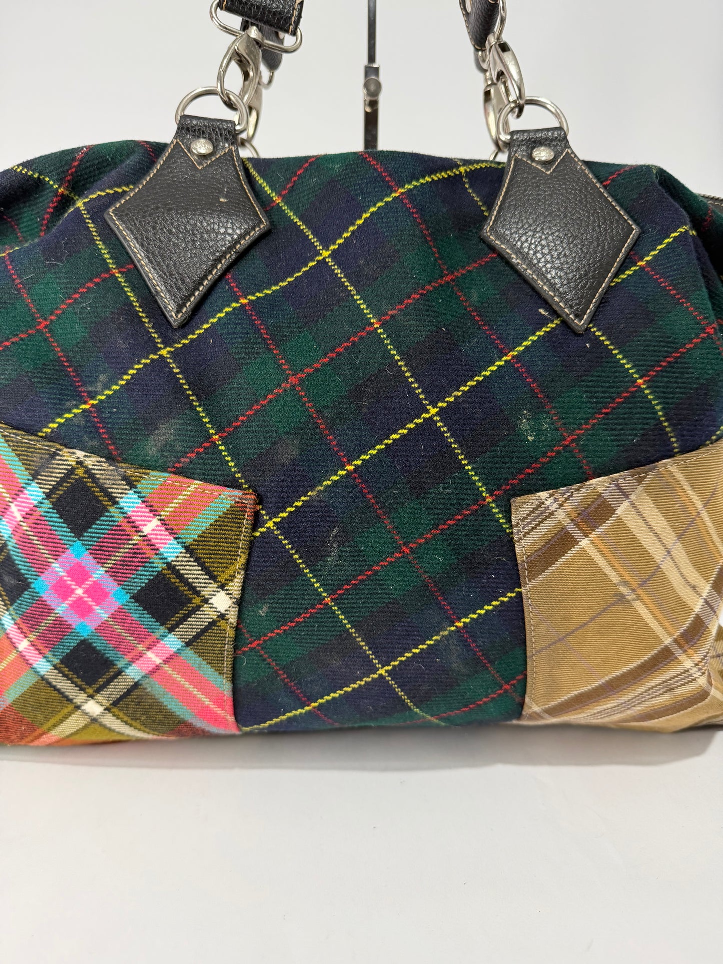VIVIENNE WESTWOOD Multicolor Plaid Tote Bag.