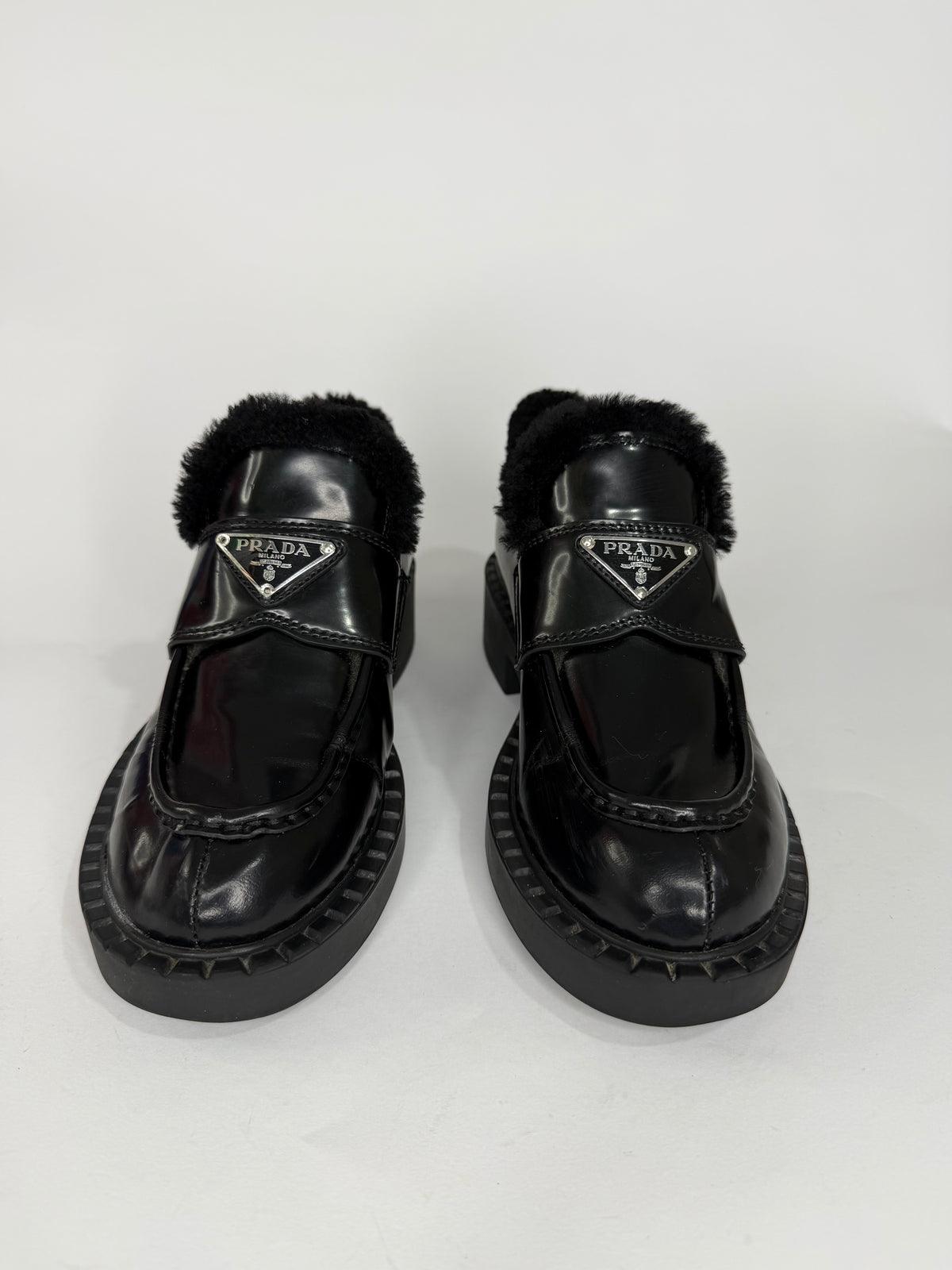 PRADA 
Brushed Leather Loafers Size 37 EU/ 7 US/ 4 UK