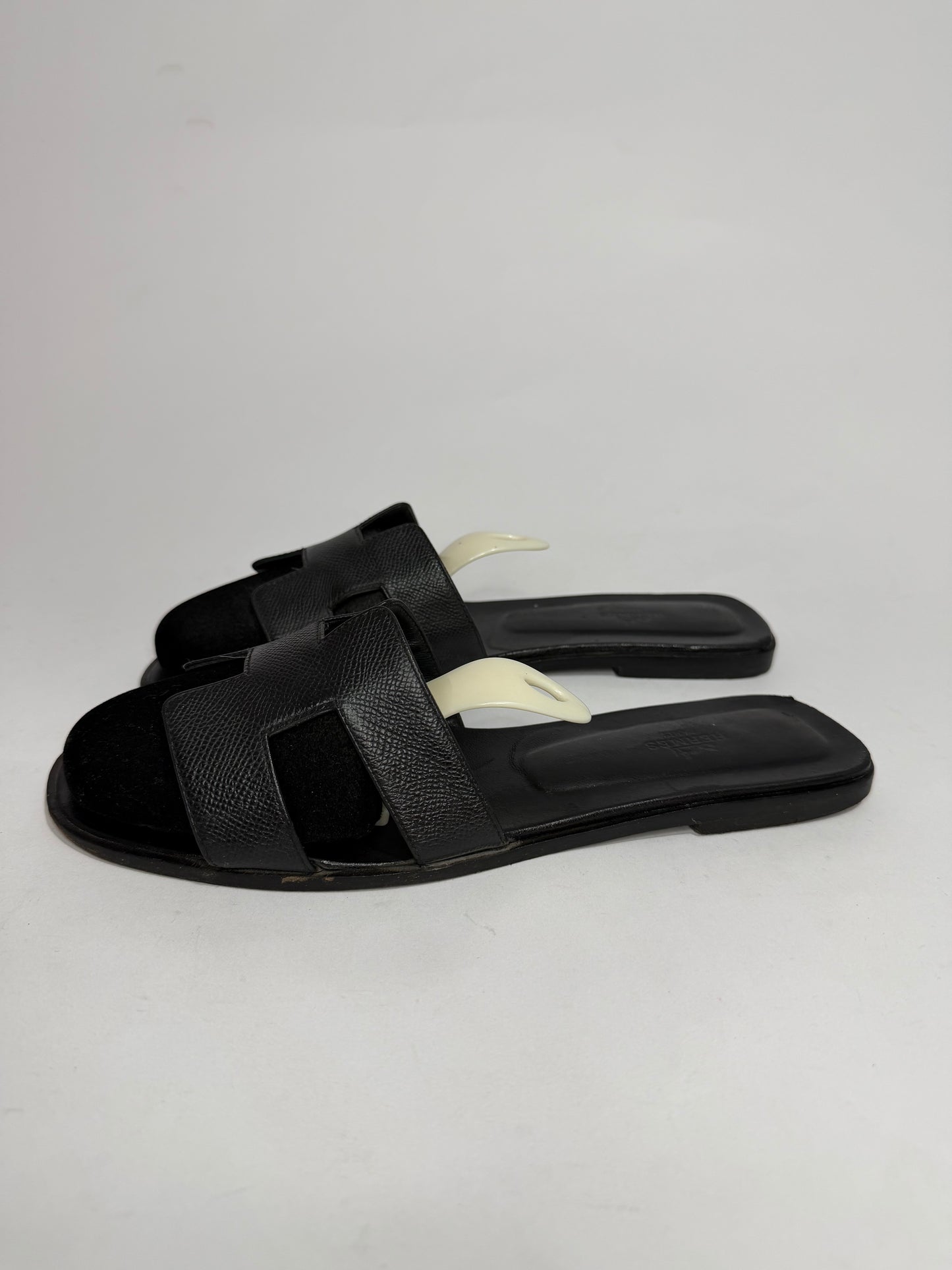 HERMES Black Epsom Oran Sandals Size 42 EU/12 US / 8 UK