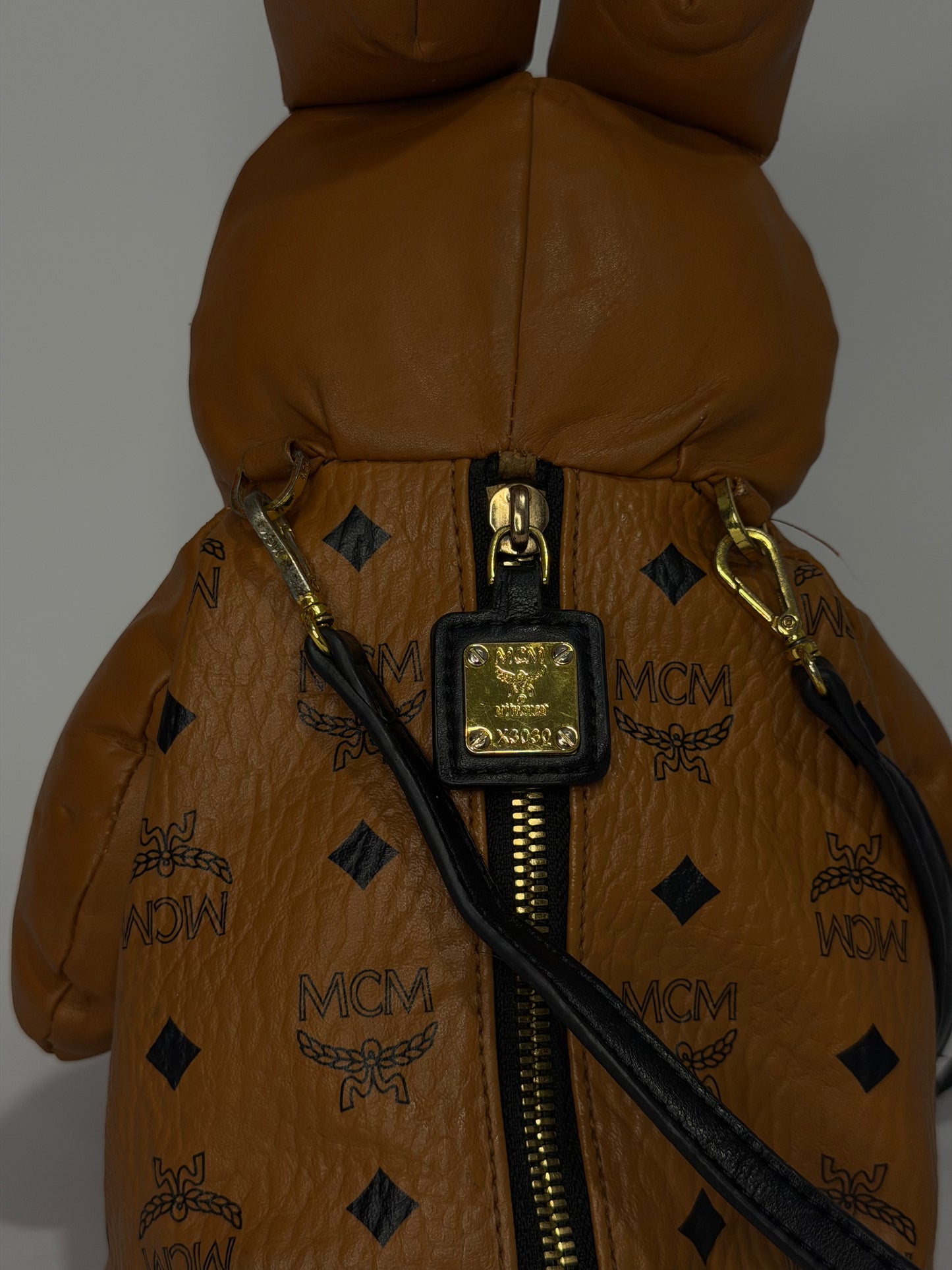 MCM Rabbit Doll Crossbody Bag in Cognac Visetos Leather – Novelty Bunny Charm Bag