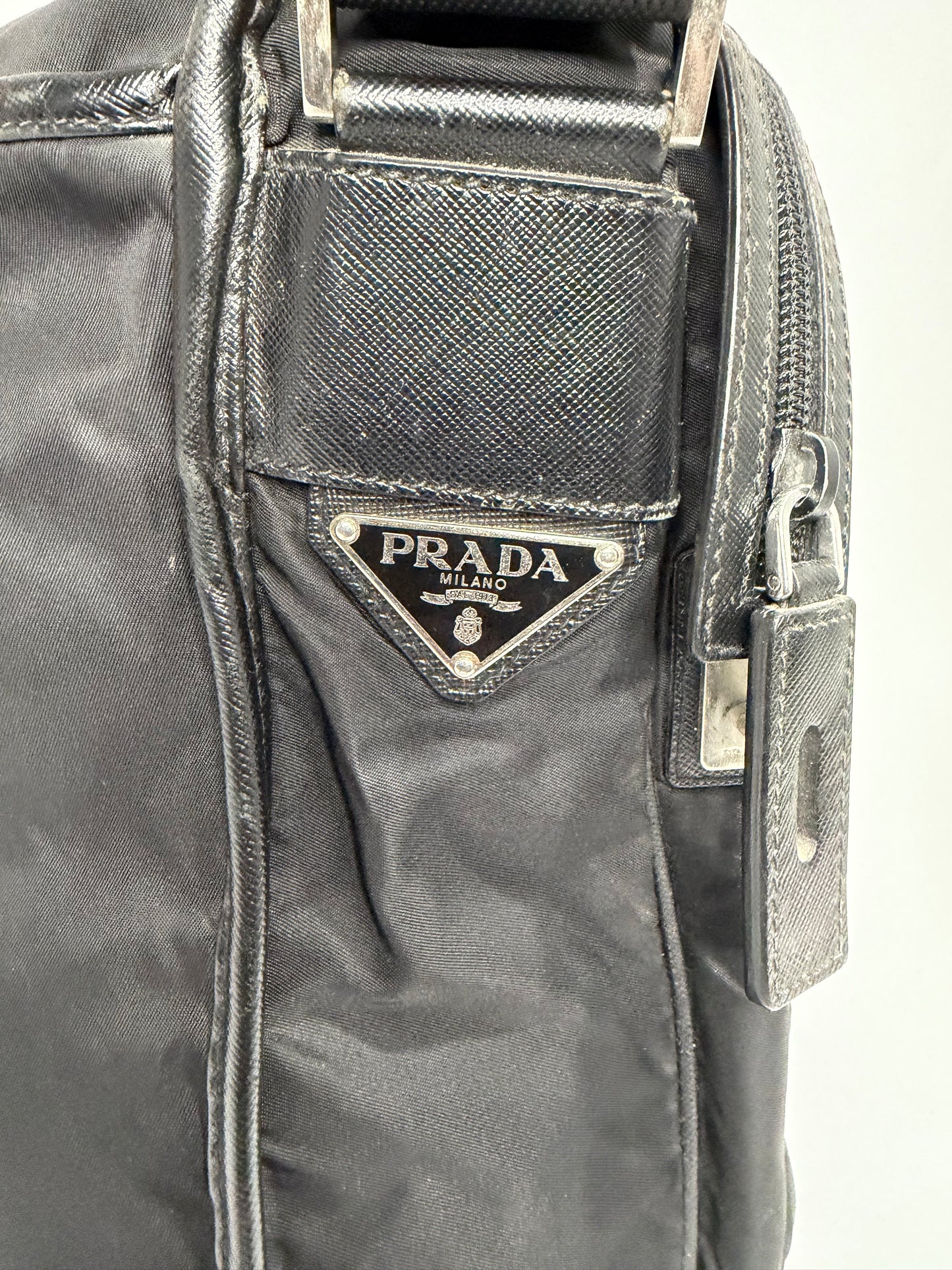 Prada Black Nylon Flap Messenger Bag