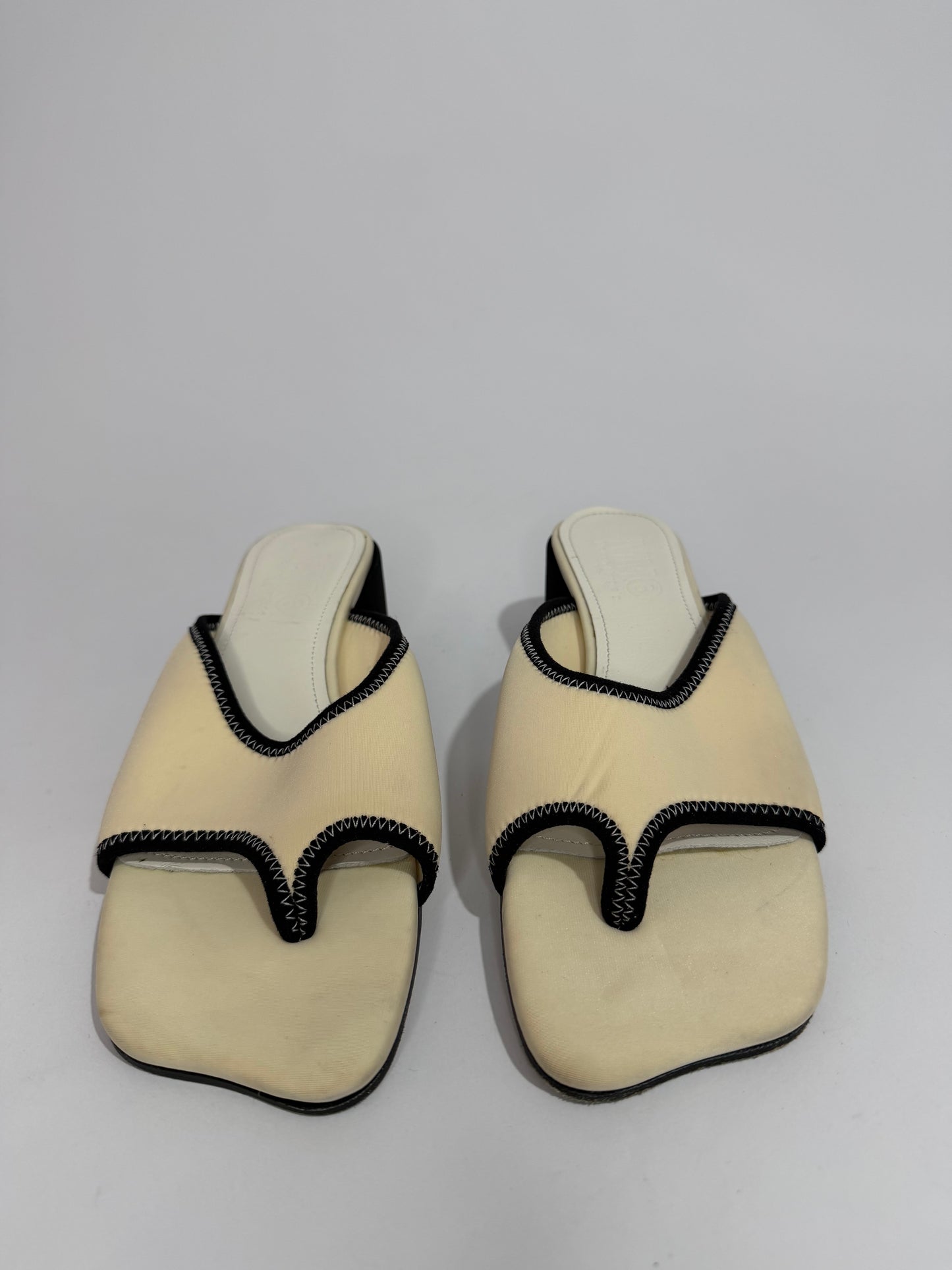 MM6 Maison Margiela cream Scuba Lyrca Heeled Sandals