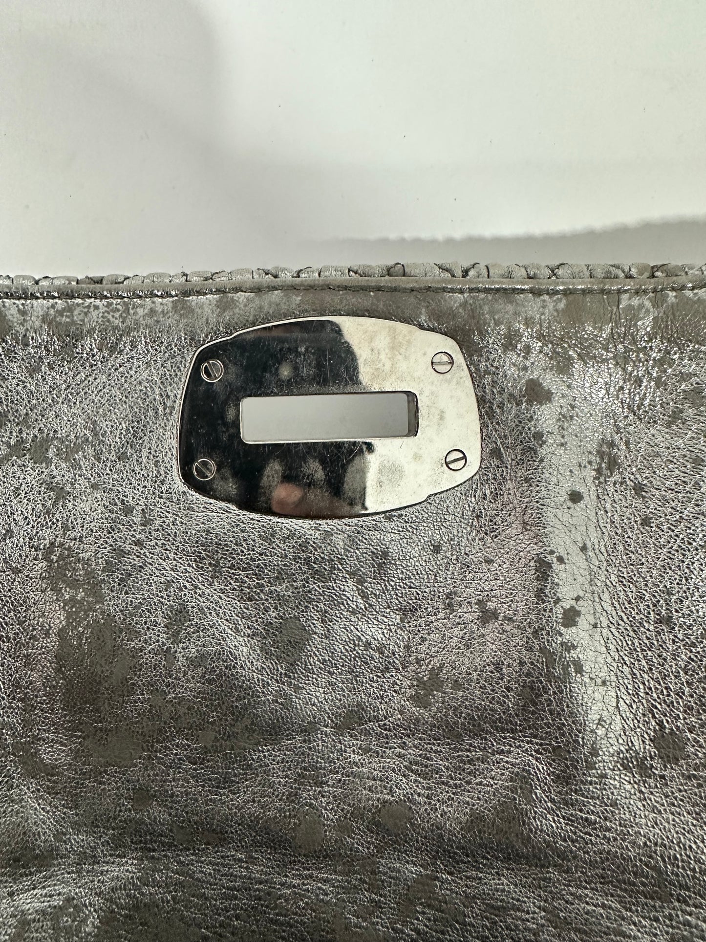 Miu Miu Silver Matelasse Leather Crystal Flap Shoulder Bag