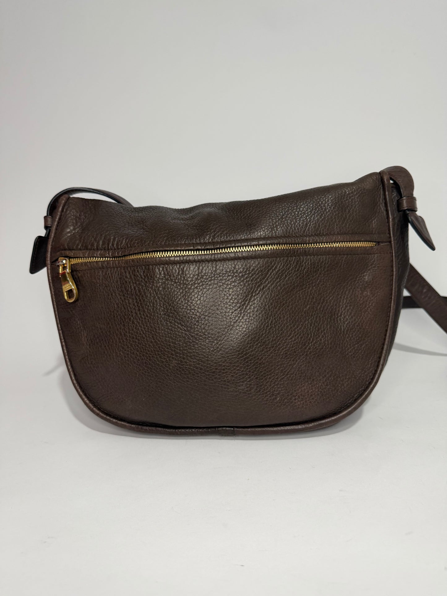 Loewe Madrid 1846 Brown Pebbled Leather Crossbody Saddle Bag