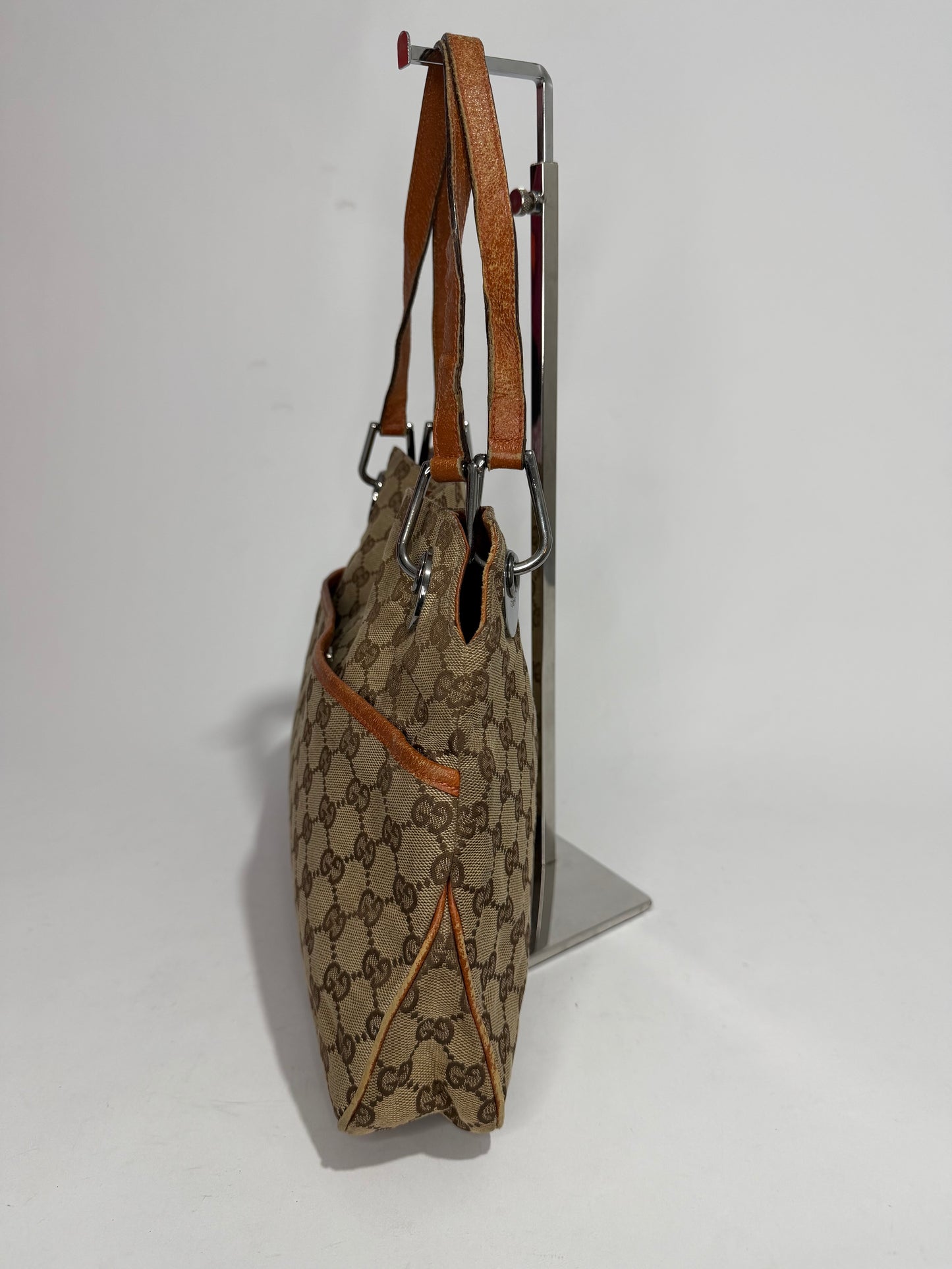 Gucci Beige/Brown GG Canvas and Leather Eclipse Shoulder Bag