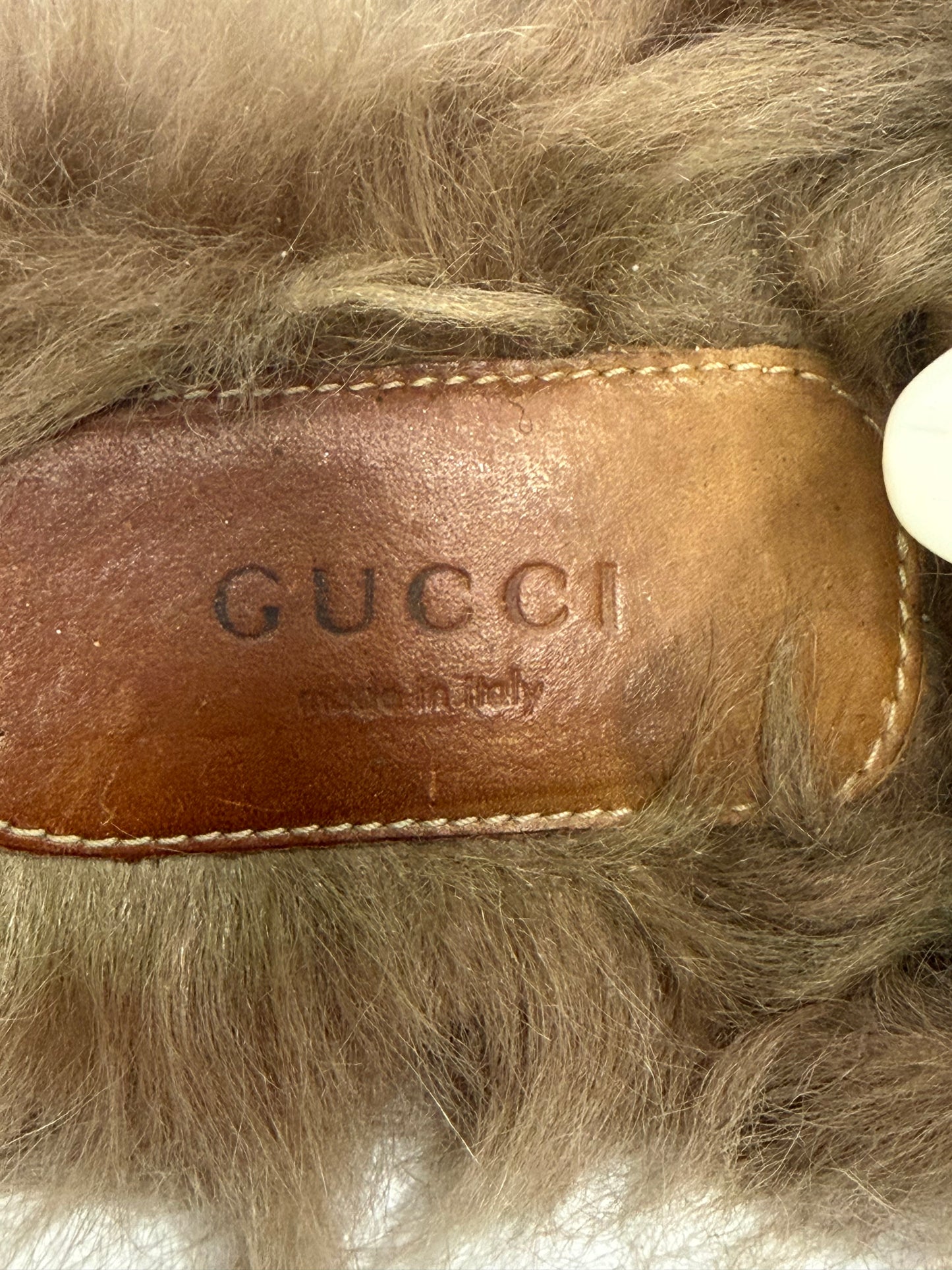 Gucci Black Floral Embroidered Leather and Fur Lined Princetown Mules Size 40 EU
