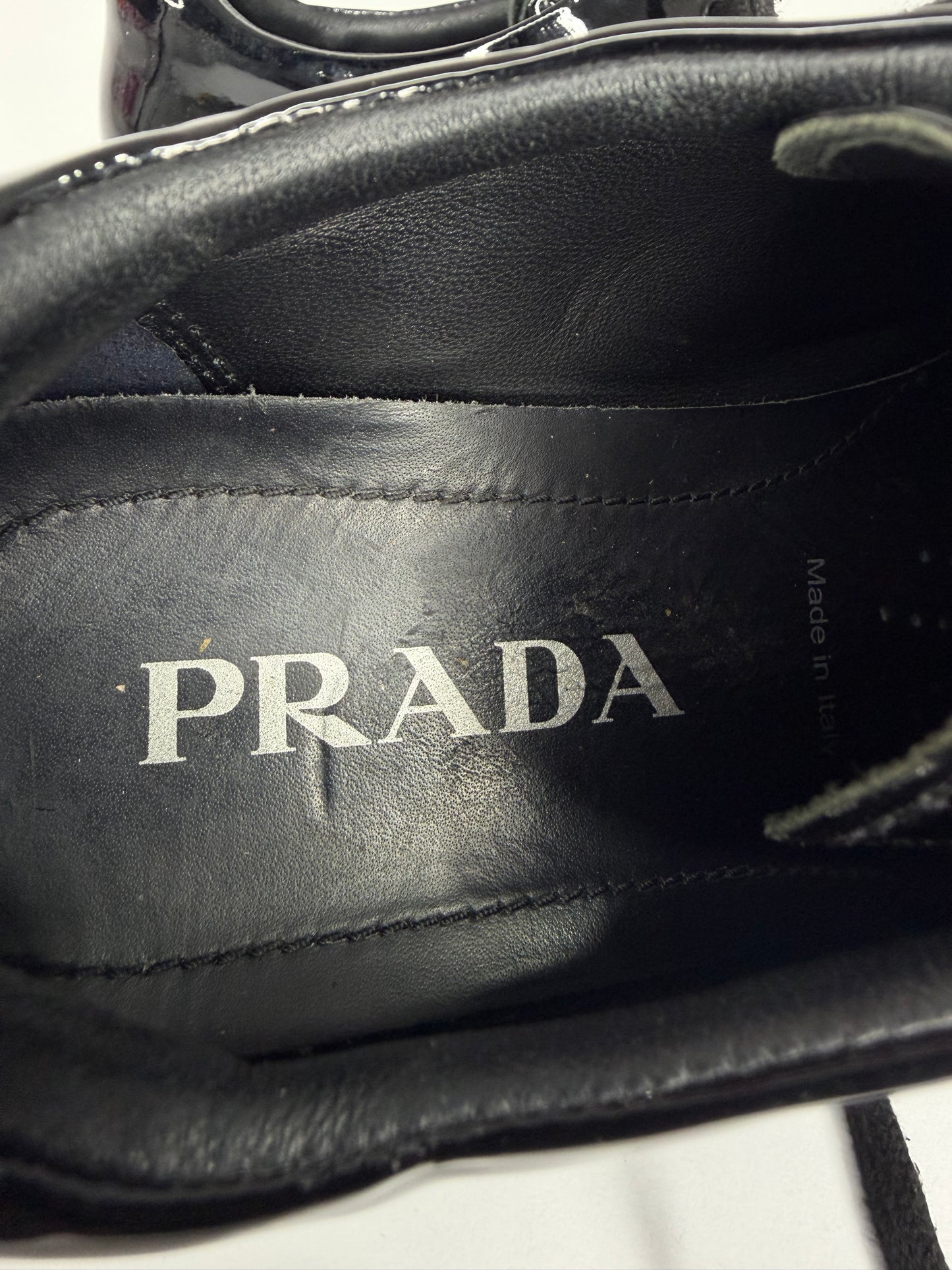Prada Black Patent Leather Monolith Platform Derby Sneakers Size 36 EU/ 6 US / 3 UK