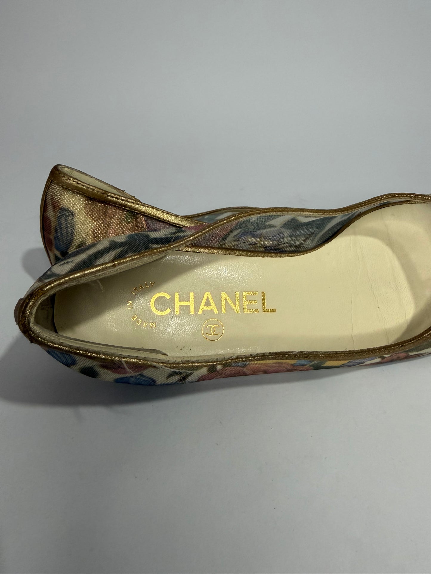 Chanel Multicolor Net and Leather CC Cap Toe Ballet Flats Size 36 EU/ 6US