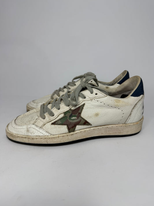 Golden Goose White Leather Ballstar Lace Up Sneakers Size 39 EU/ 9 US