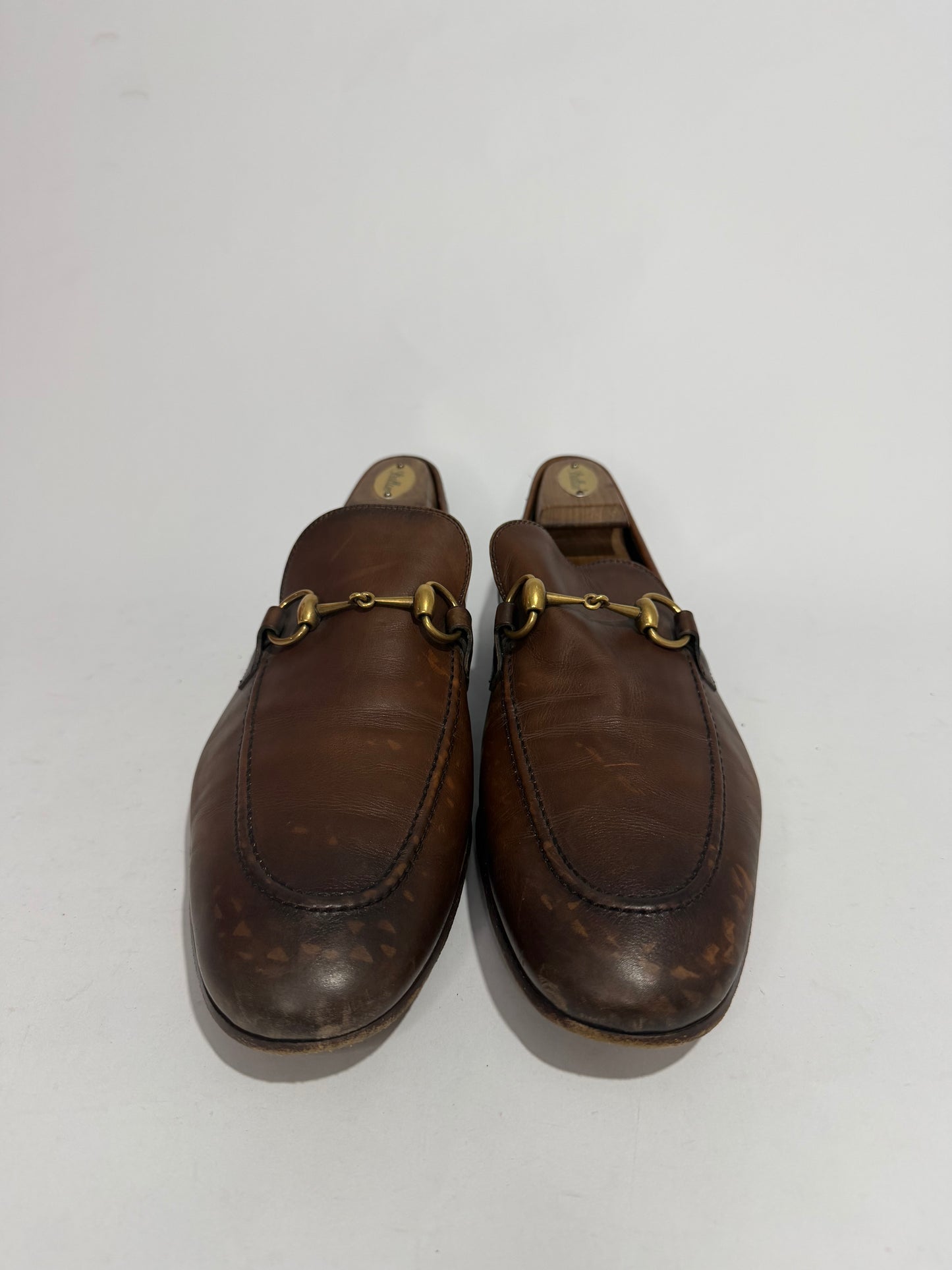 Gucci Brown Leather GG Jordaan Loafers Size 9.5 UK/ 10.5 US