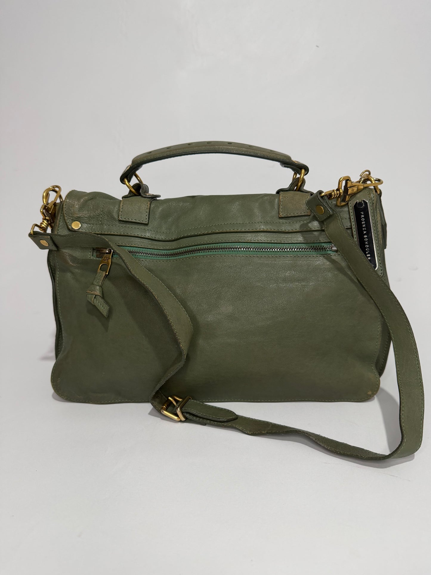 PROENZA SCHOULER  Lambskin Medium PS1 Satchel Dove Green