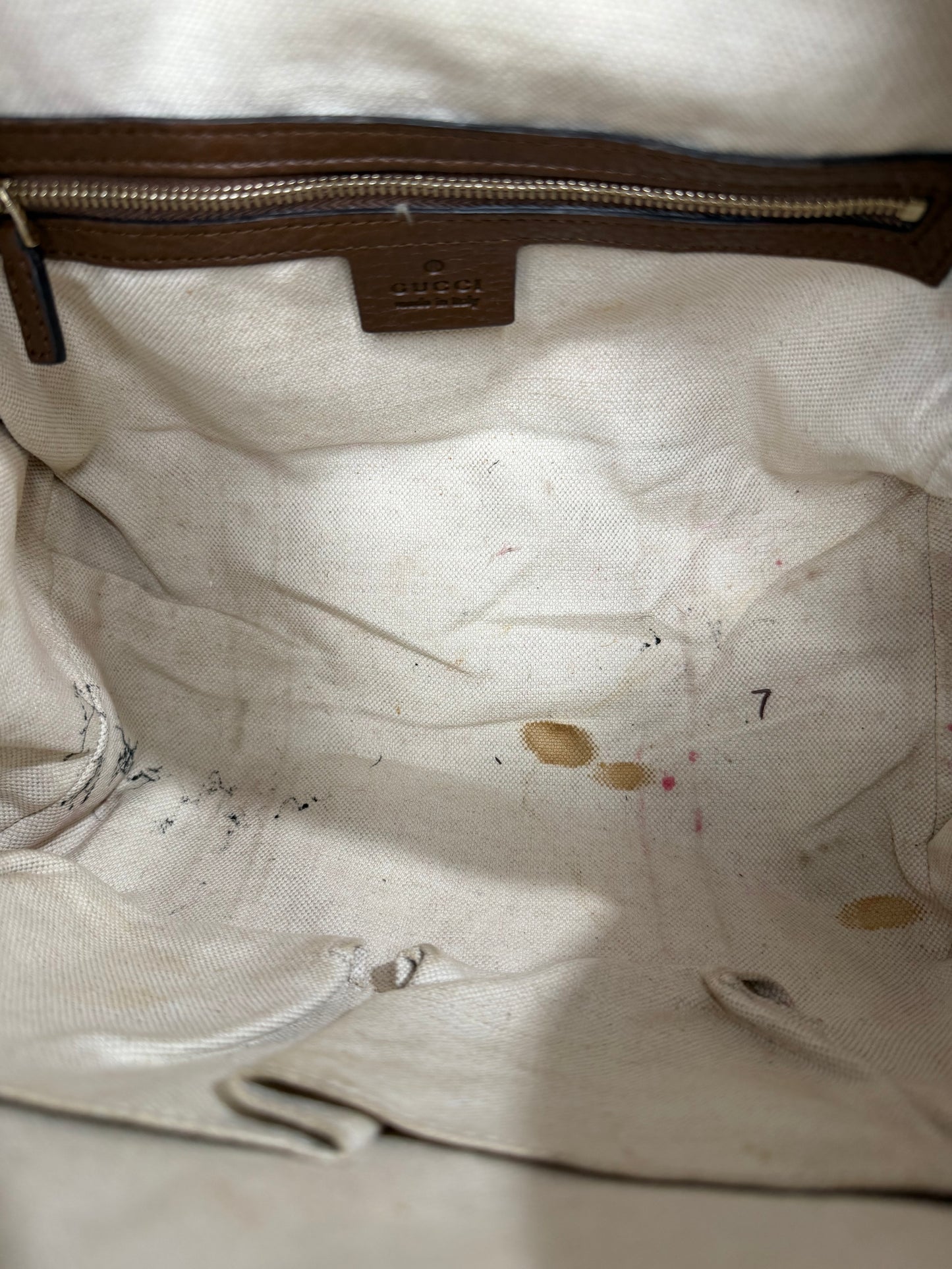 Gucci Monogram Vintage Web Small Boston Brown