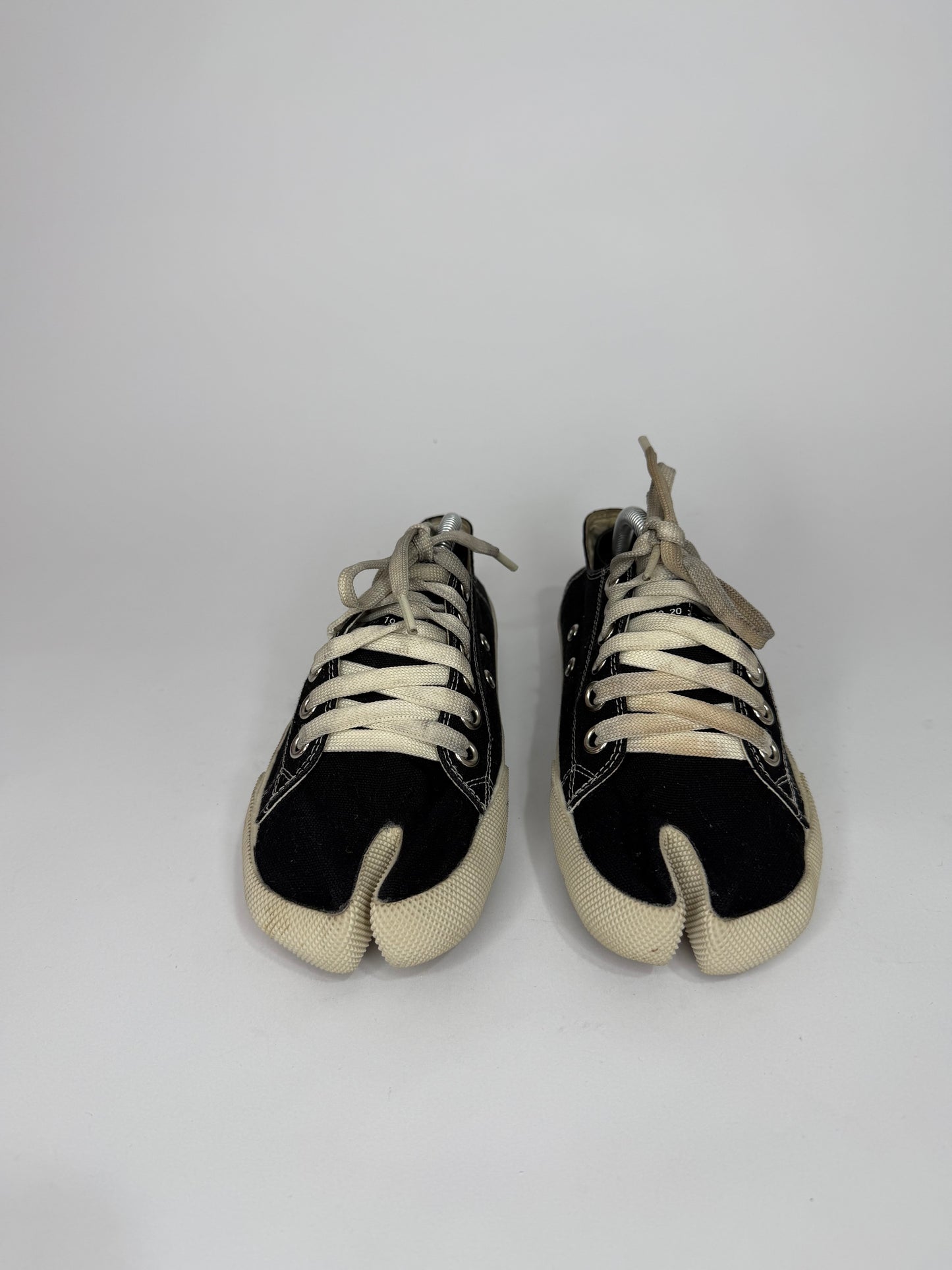 Maison Margiela Black Canvas Embroidery Tabi Sneakers Size 37 EU/ 7 US