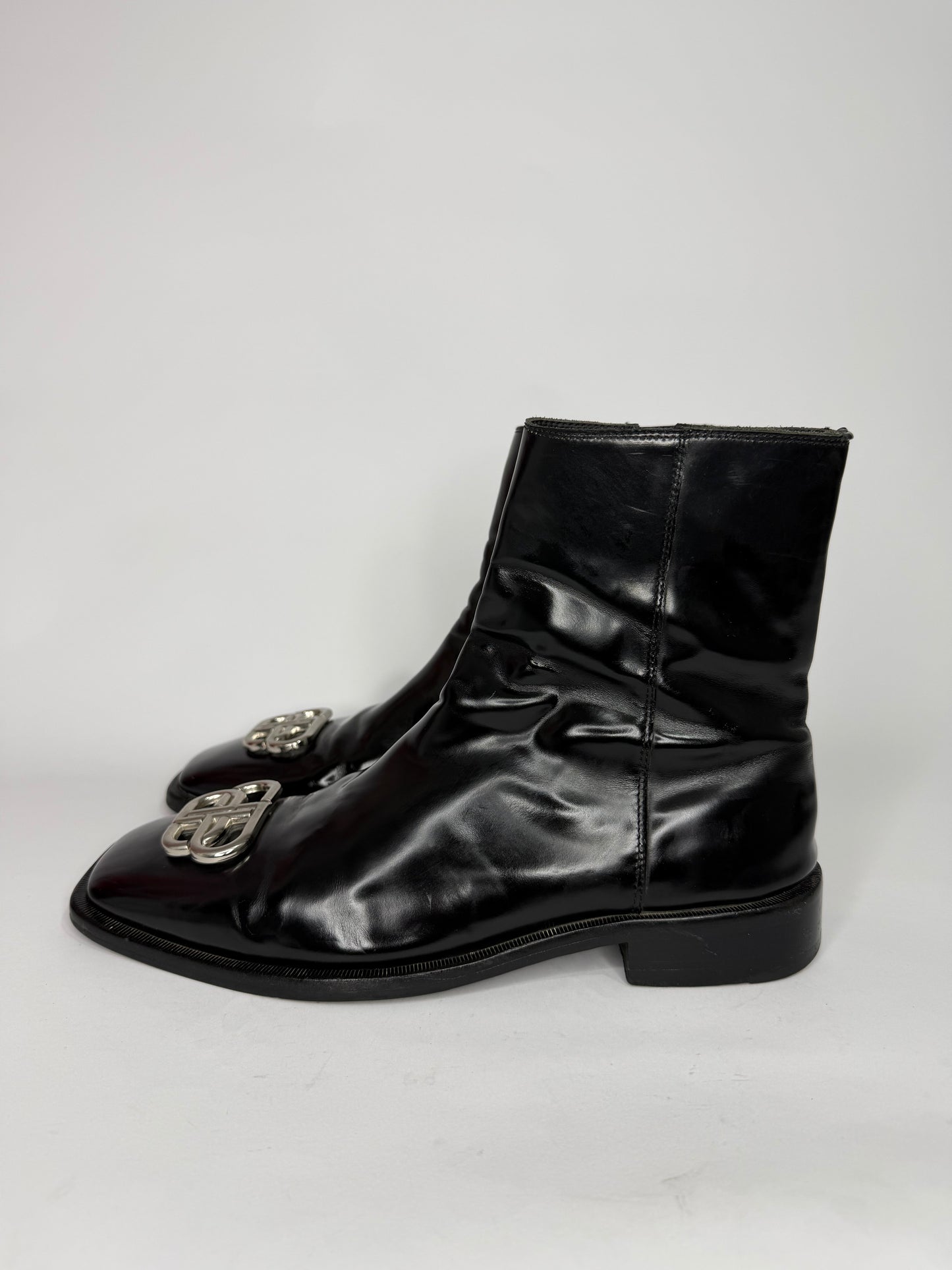 Balenciaga Black Rim BB Zipped Boots Size 42 EU