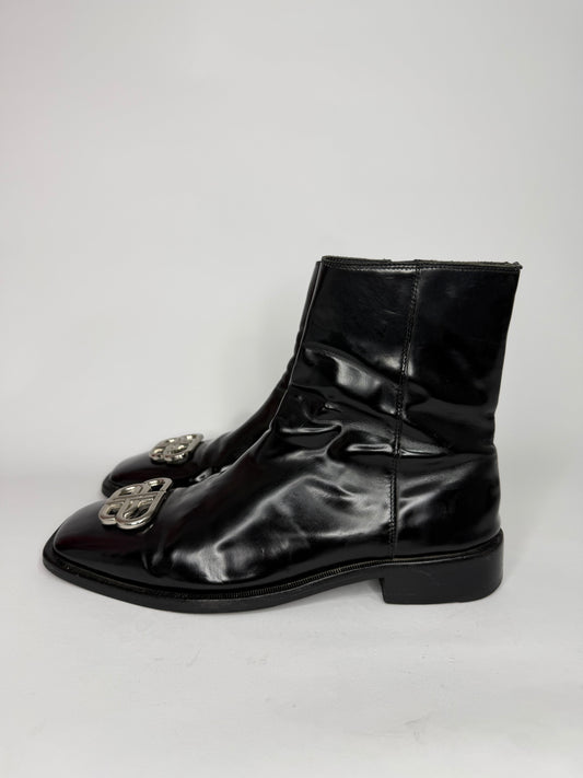 Balenciaga Black Rim BB Zipped Boots Size 42 EU/ 8 UK/ 9 US