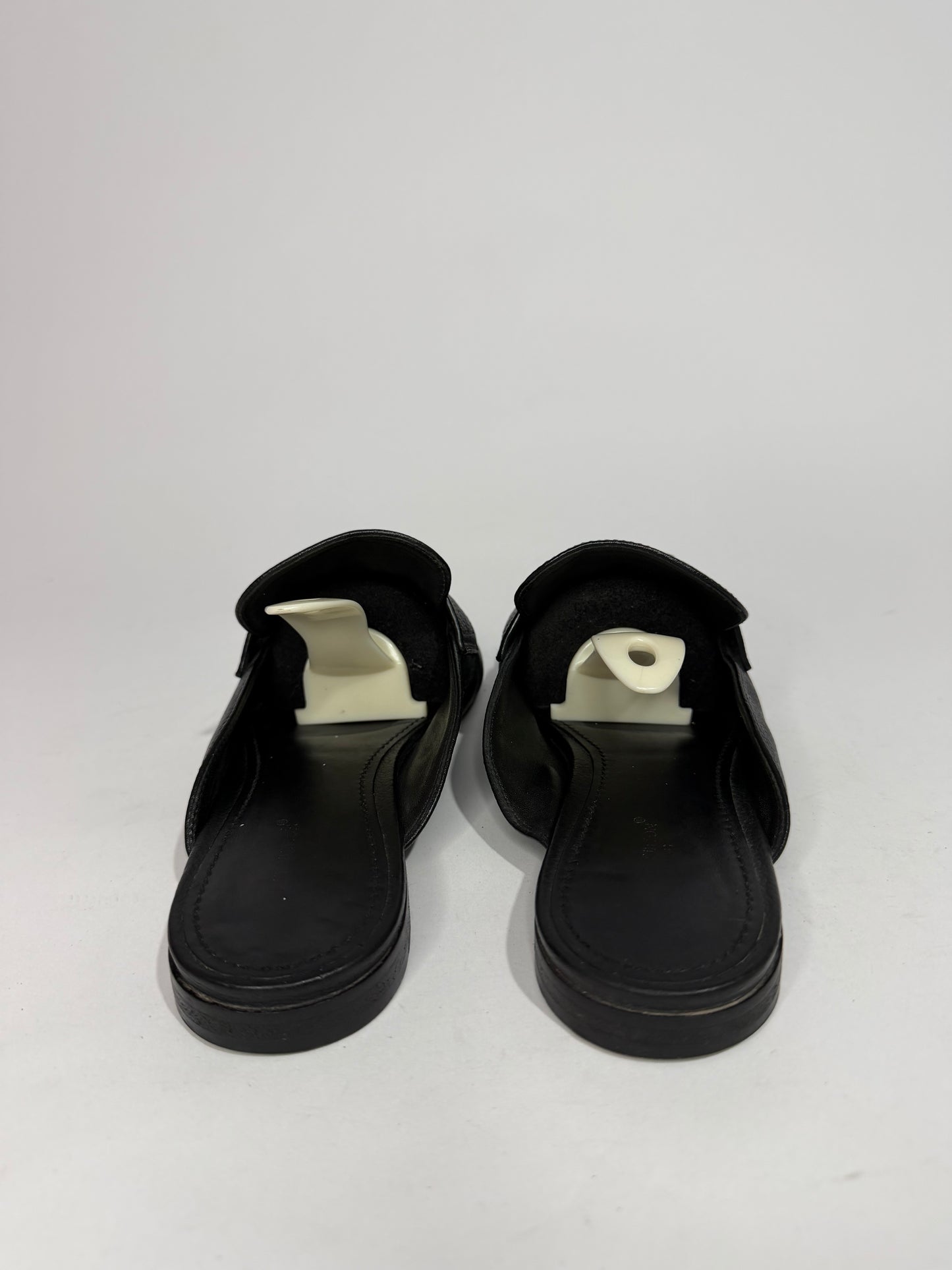 Louis Vuitton Black Leather LV Capri Open Loafer Mules Size 39 EU/ 9 US/ 6 UK