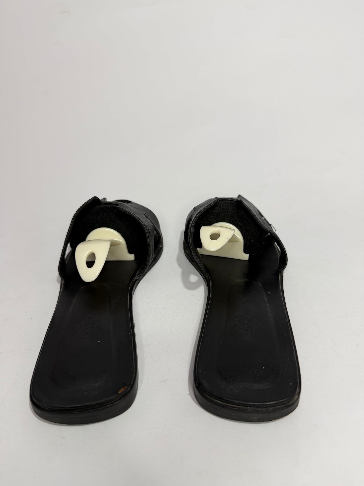 HERMES Black Epsom Oran Sandals Size 42 EU/12 US / 8 UK