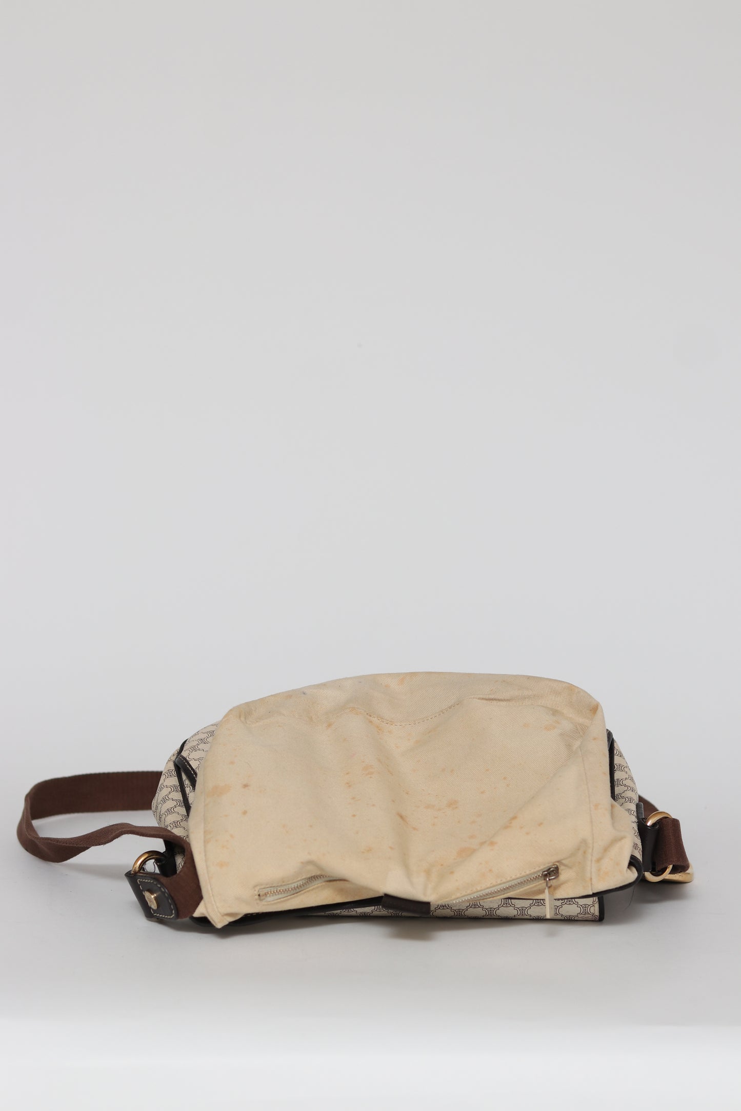 CELINE Macadam Canvas Shoulder Bag PVC White