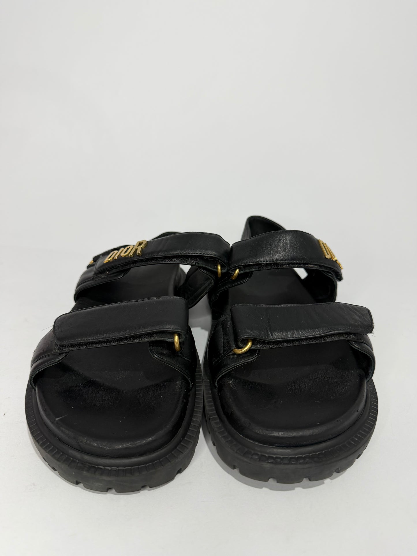 Dior Black Leather Dior Act Flat Sandals Size 38 EU/ 8 US