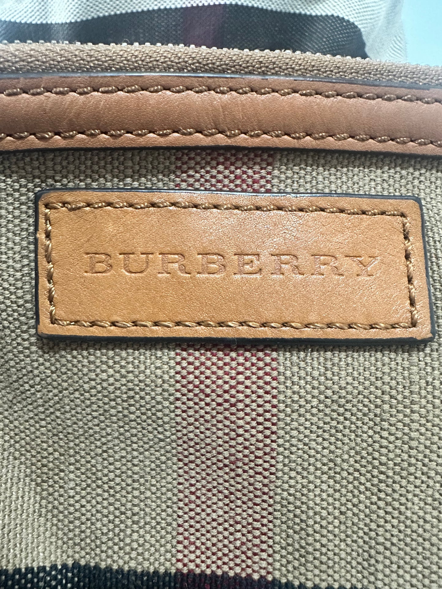 BURBERRY Canvas Mega Check Mini Ashby Tassel Crossbody Brown