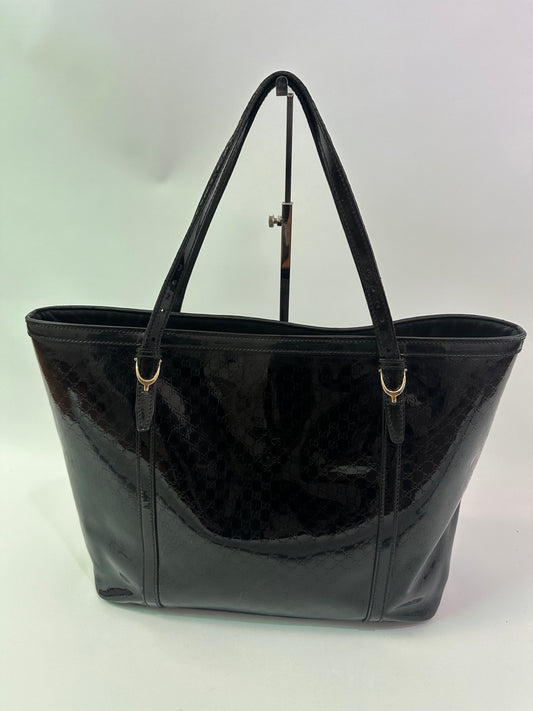 GUCCI
Black Microguccissima Patent Leather Nice Tote Bag