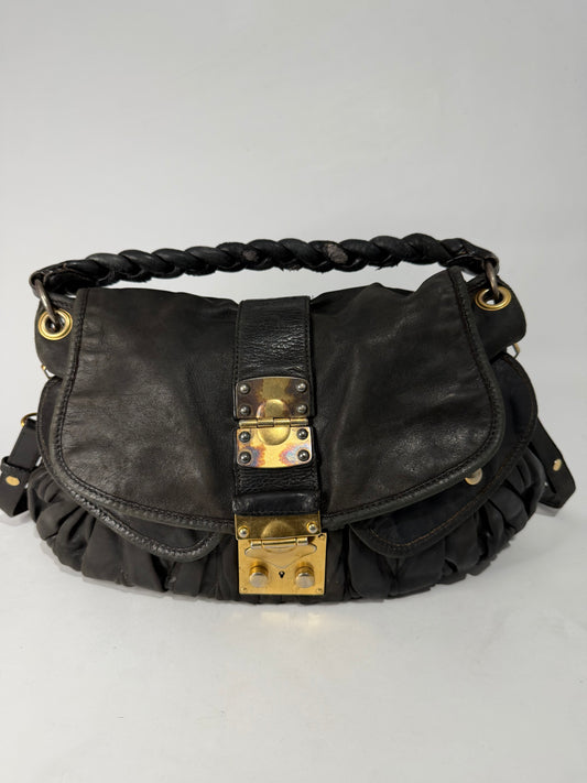 Miu Miu Black Coffer Matelasse Leather Hobo