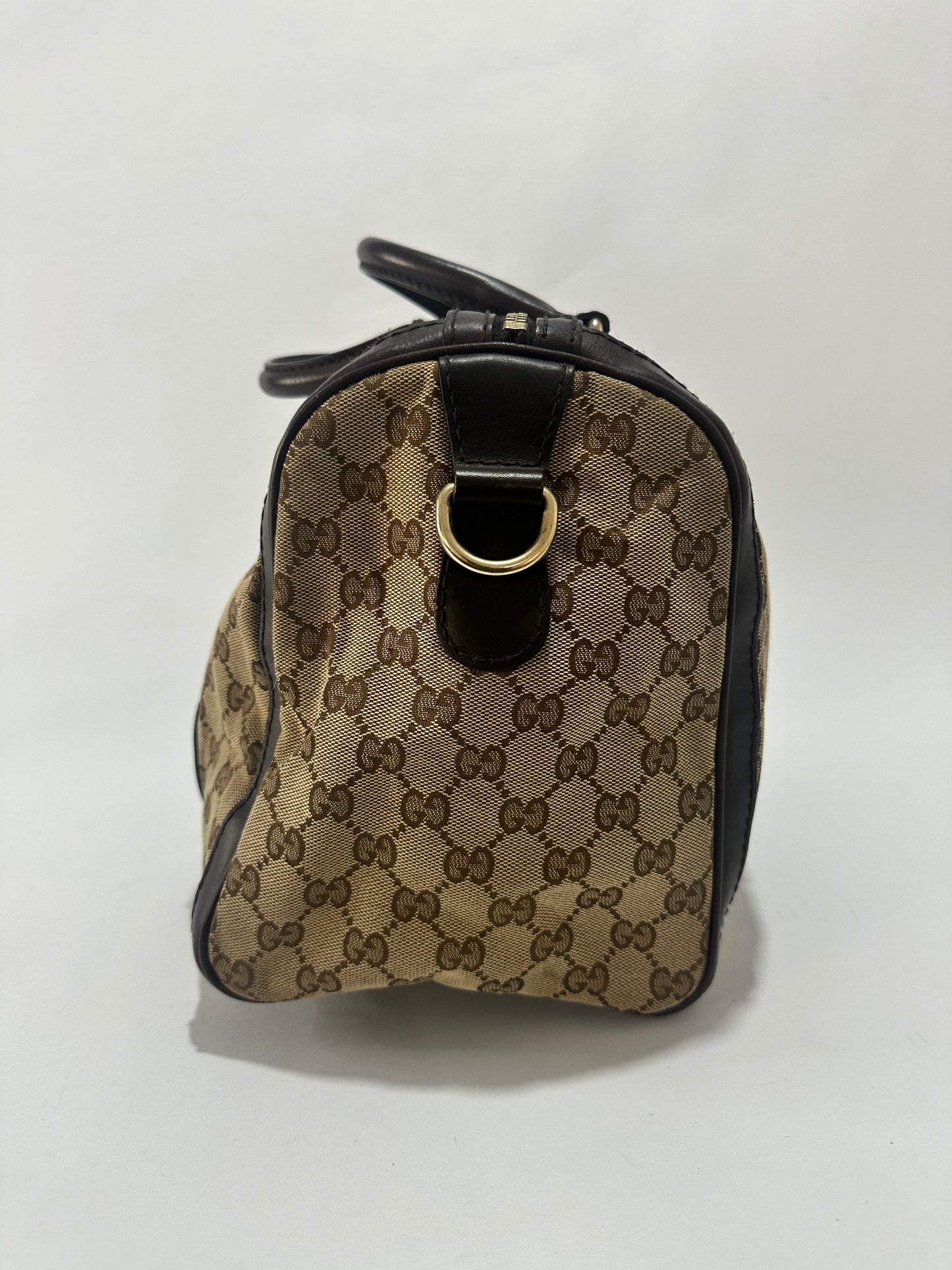 Gucci Beige/Brown Canvas Web Original GG Boston Bag