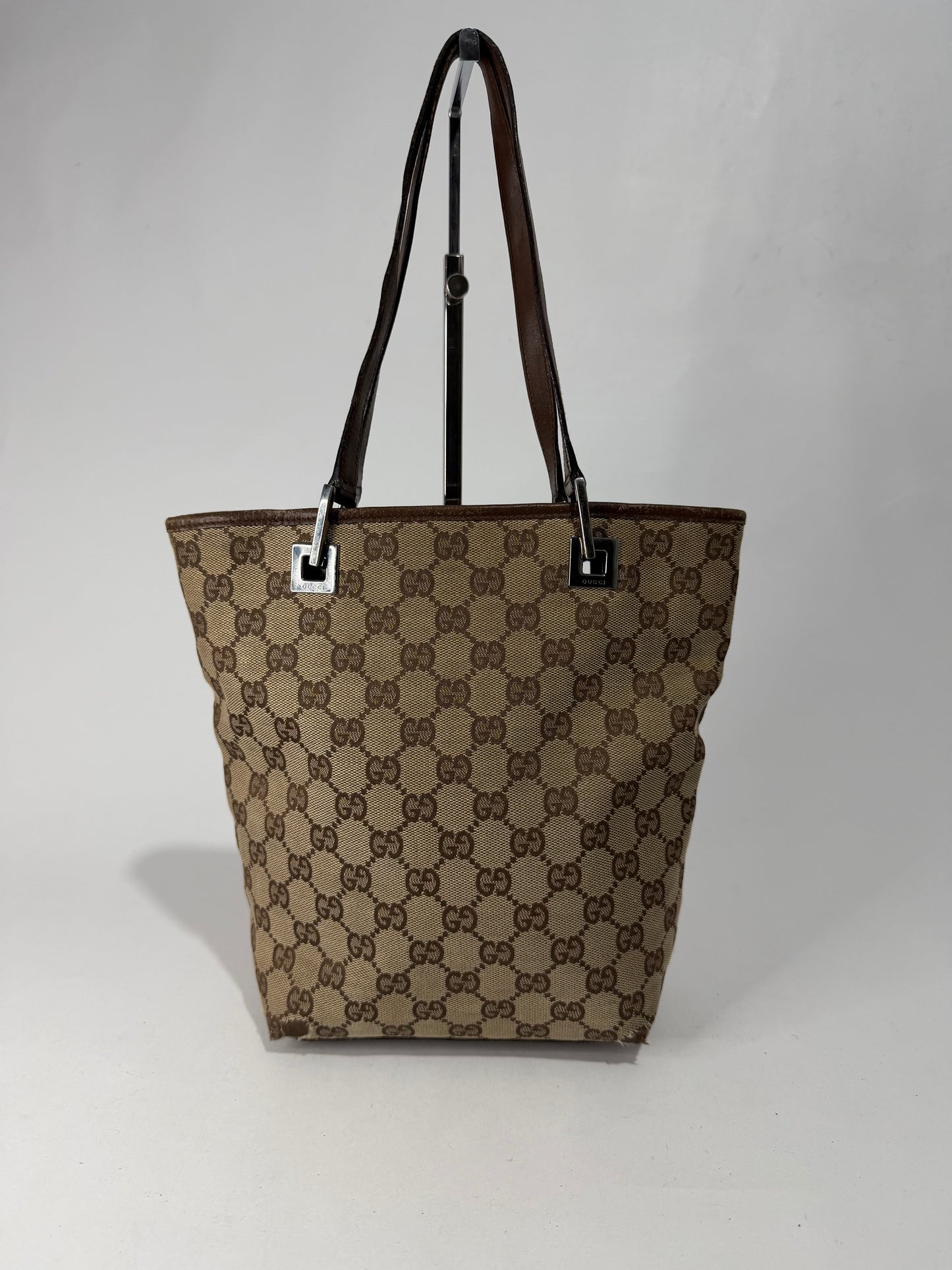 Gucci Beige/Brown GG Canvas and Leather Bucket Tote
