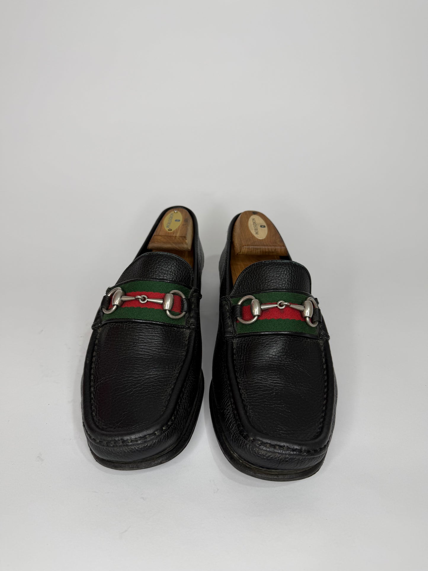Gucci Black Leather Web Horsebit Loafers Size 7 UK/ 8 US