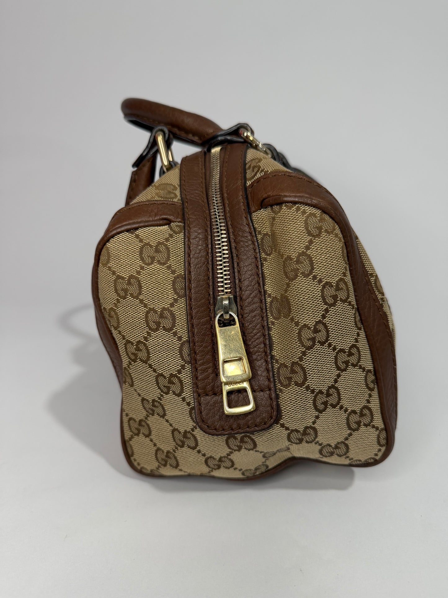 Gucci Monogram Vintage Web Small Boston Brown