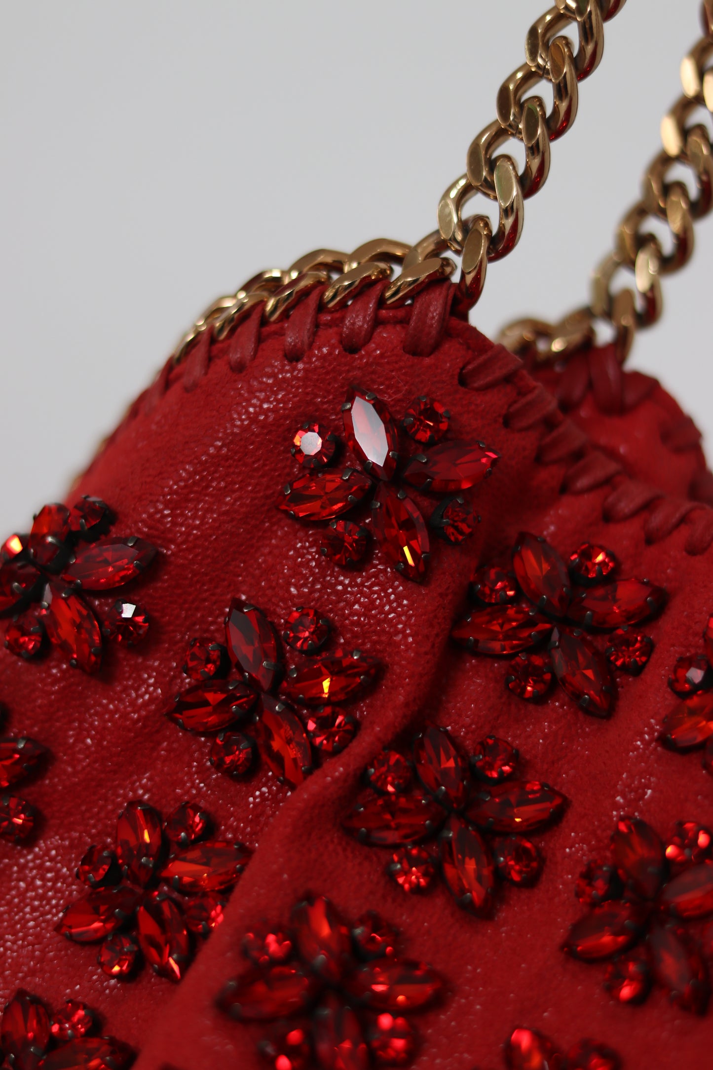STELLA MCCARTNEY
Red Shaggy Deer Faux-Leather Falabella Fold Over Tote Bag
