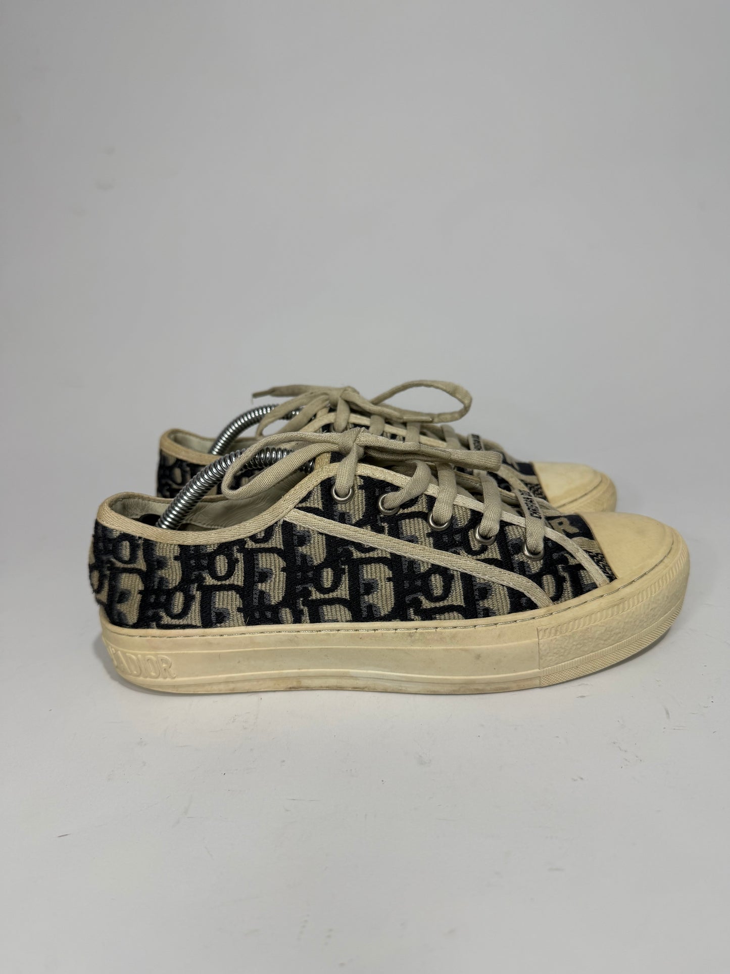 Dior Beige/Deep Blue Oblique Canvas Walk'n'Dior Low Top Sneakers Size 37 EU/ 7 US/ 4 UK
