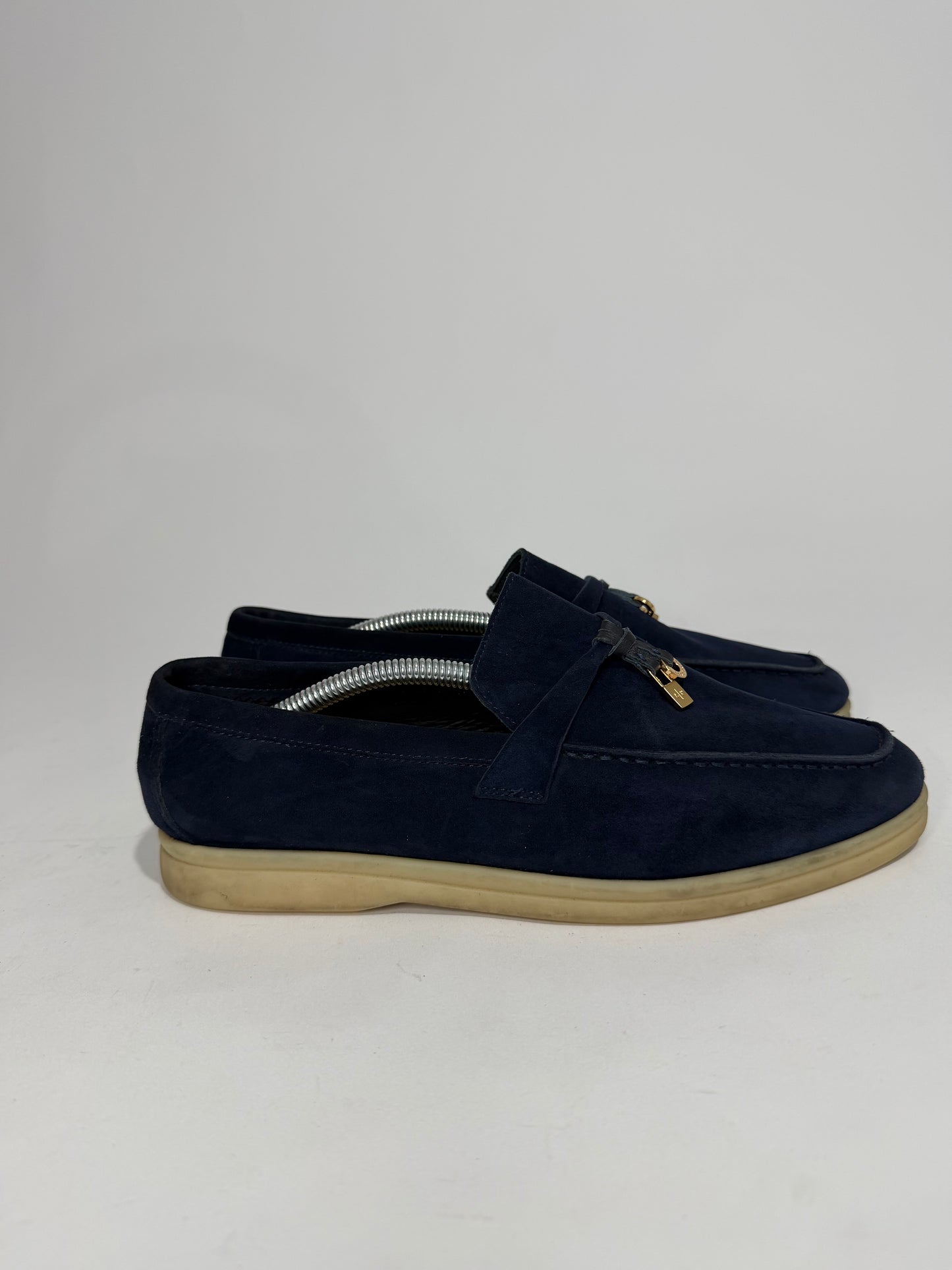 Loro Piana Navy Blue Suede Summer Charms Walk Loafers Size 40 EU/ 10 US
