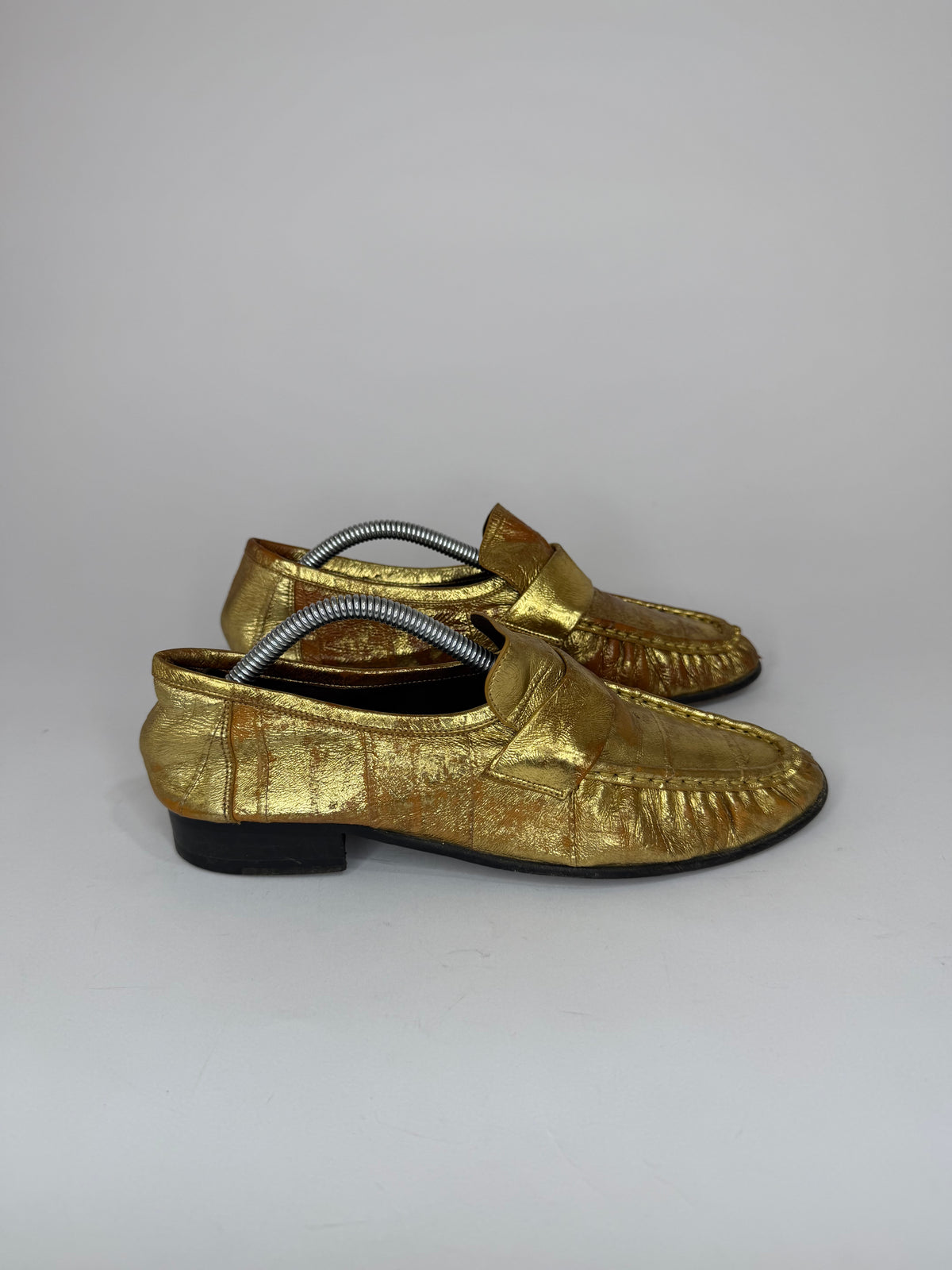 The Row Gold
Eel Skin Loafers 
Women's Size 35 EU/5 US / 3 UK