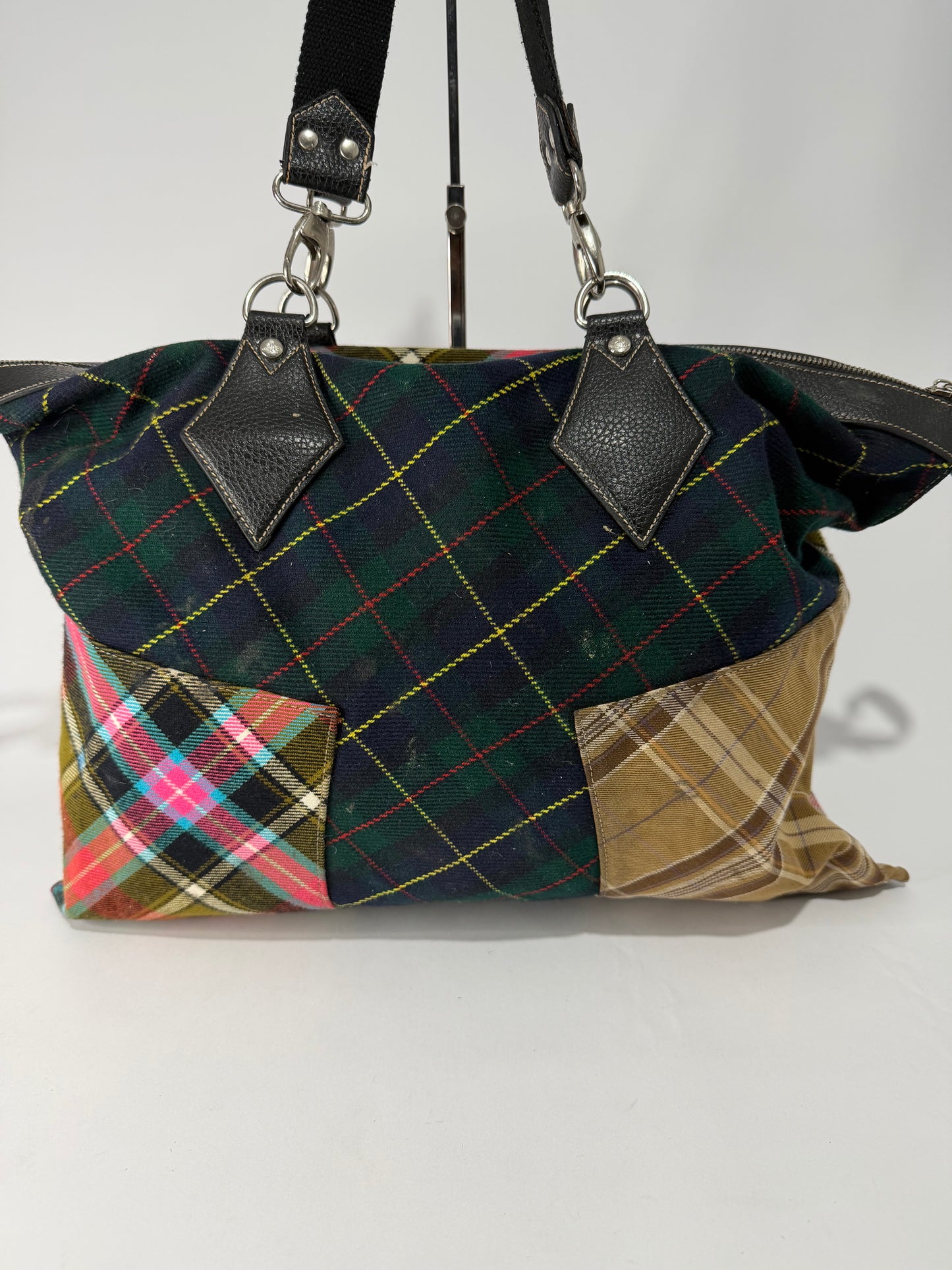 VIVIENNE WESTWOOD Multicolor Plaid Tote Bag.