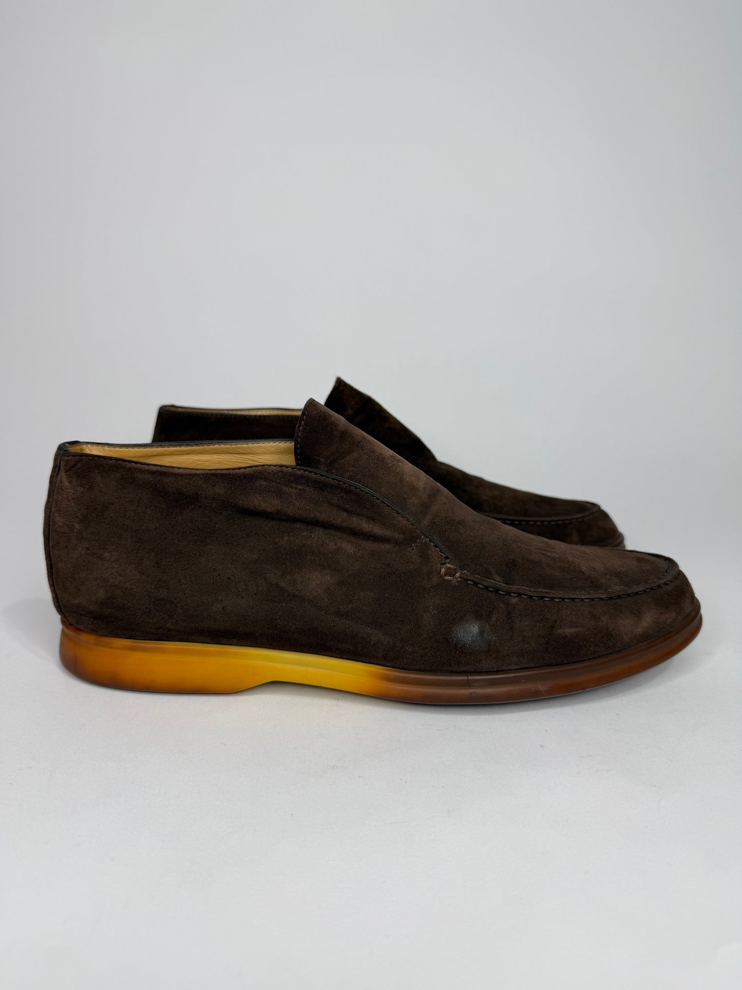 Loro Piana Open Walk Dark Brown Suede Ankle Length Boots