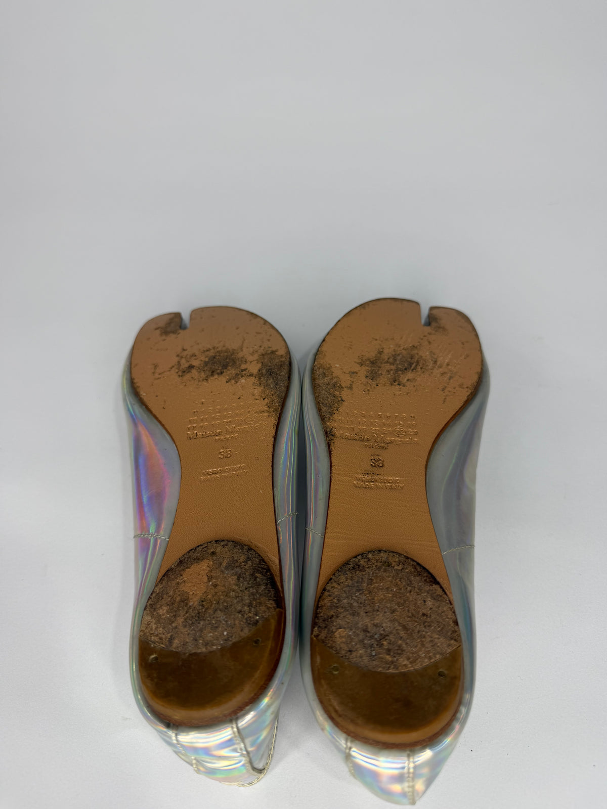 Maison Margiela Silver Tabi Ballerina Flats Size 38 EU/ 8 US/ 5 UK
