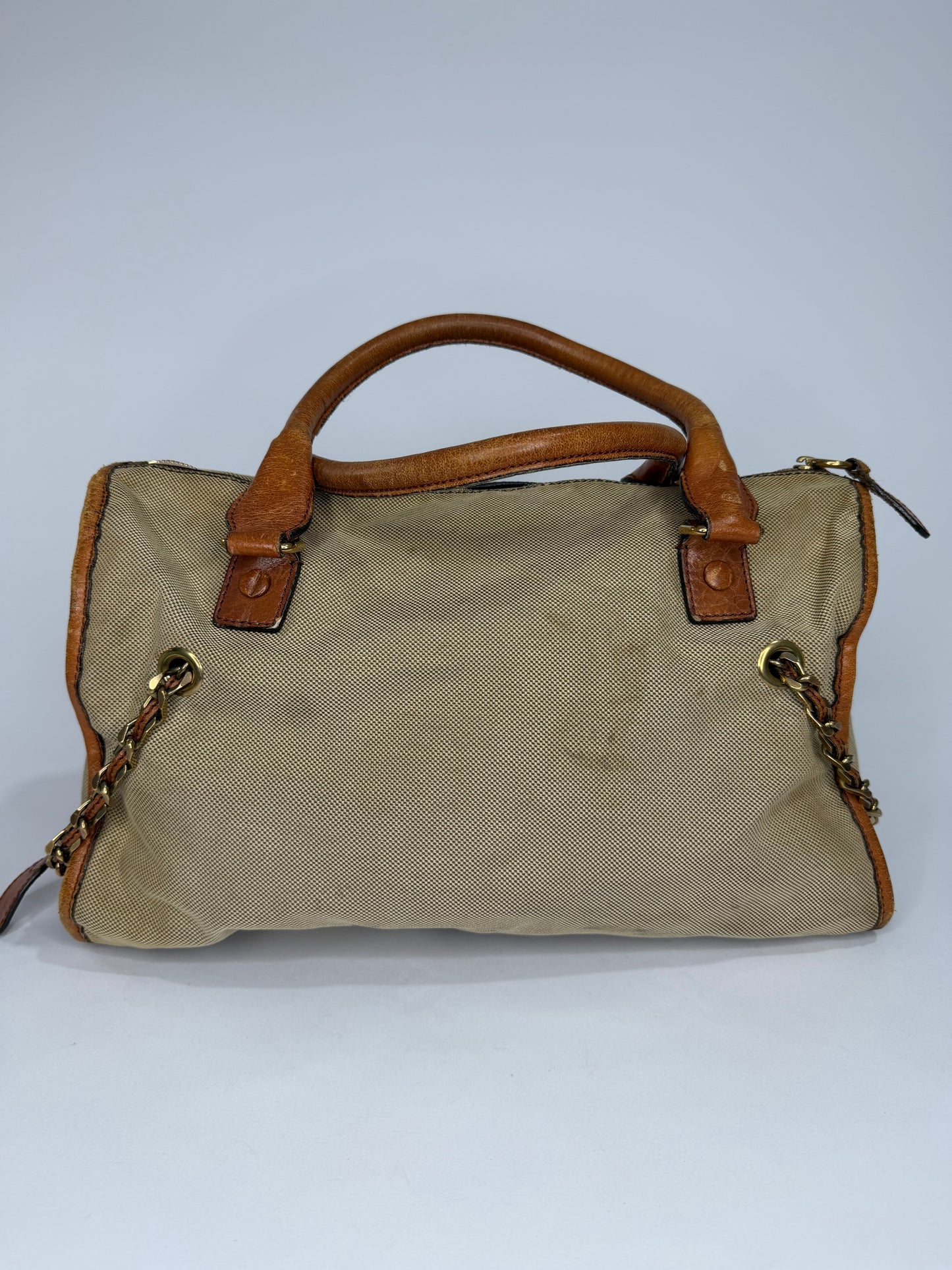 Chloe Beige/Tan Canvas and Leather Haley Tote